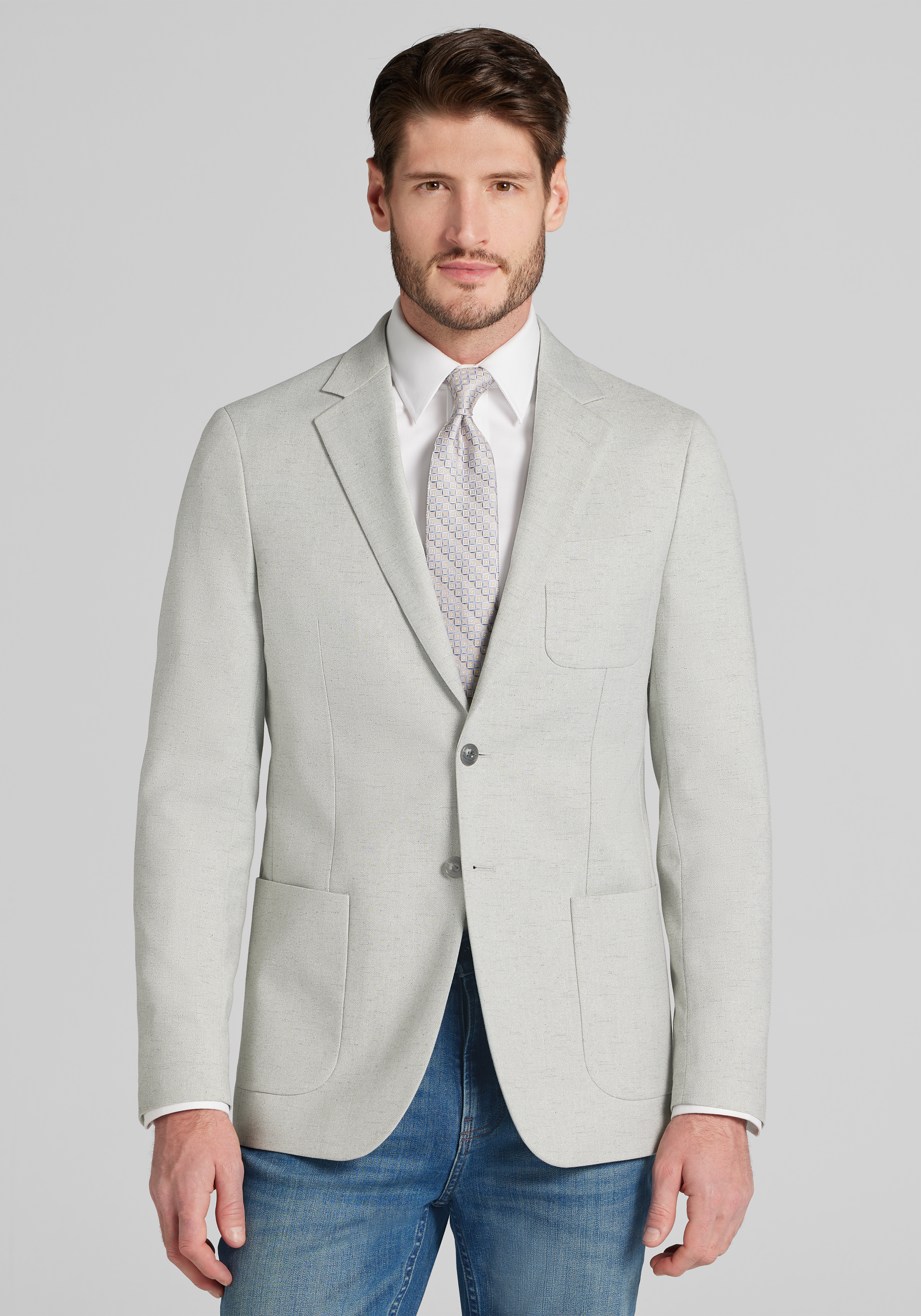 Jos. A. Bank Slim Fit Comfort Stretch Linen Blend Herringbone Sportcoat - Big & Tall CLEARANCE