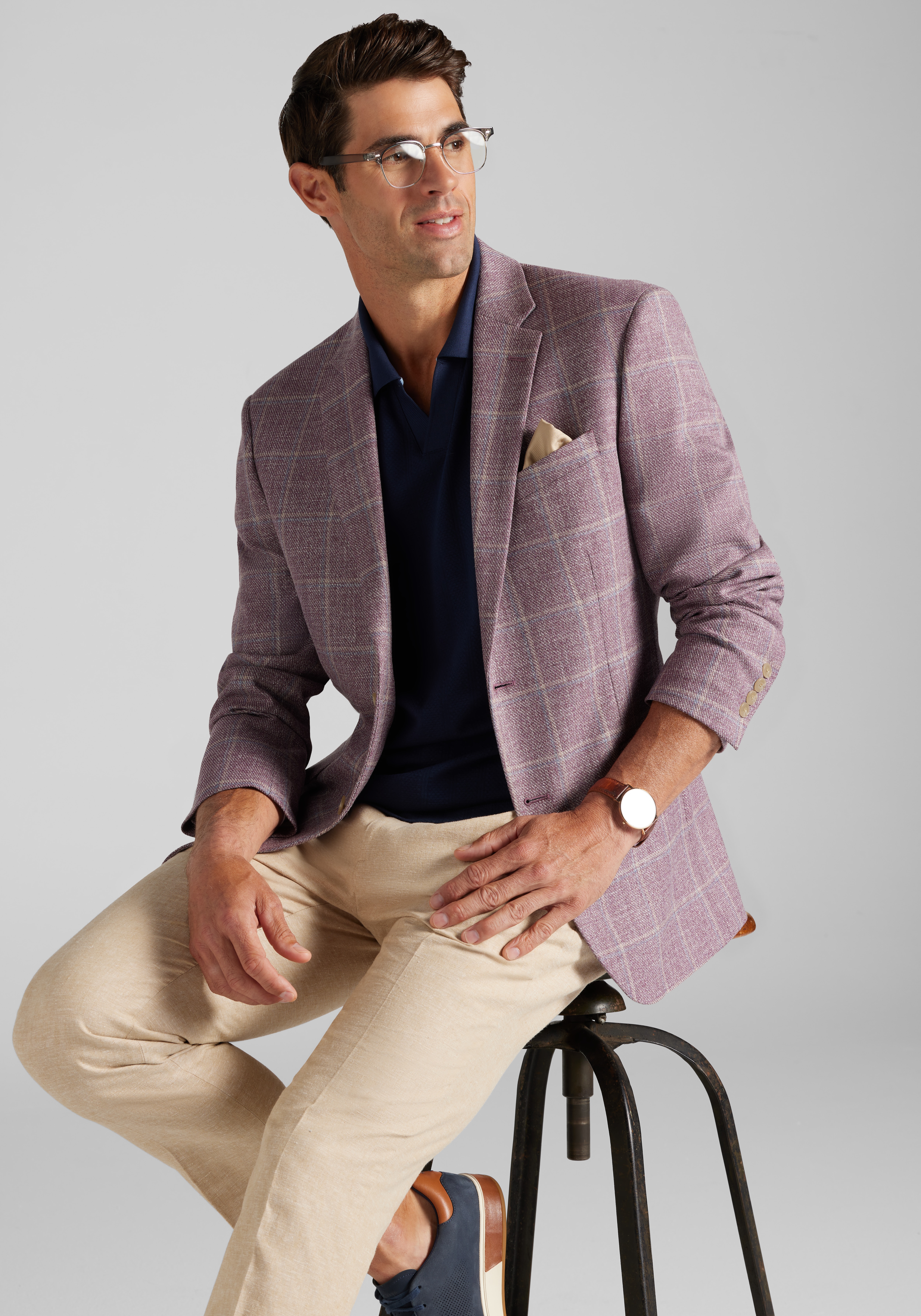 Jos. A. Bank Traditional Fit Comfort Stretch Windowpane Plaid Sportcoat