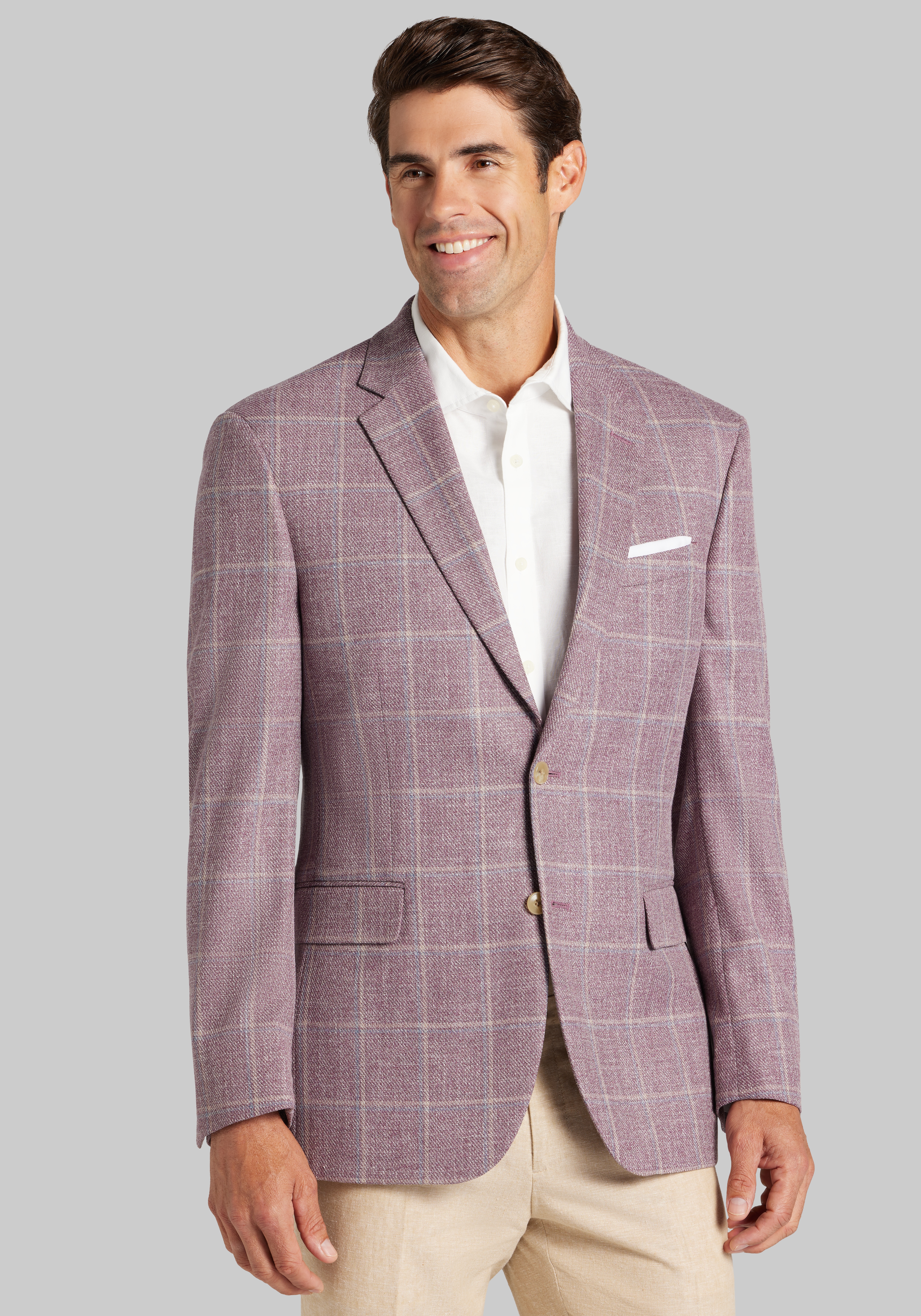 Men's New!, Jos. A. Bank Traditional Fit Comfort Stretch Windowpane Plaid Sportcoat - Jos A Bank