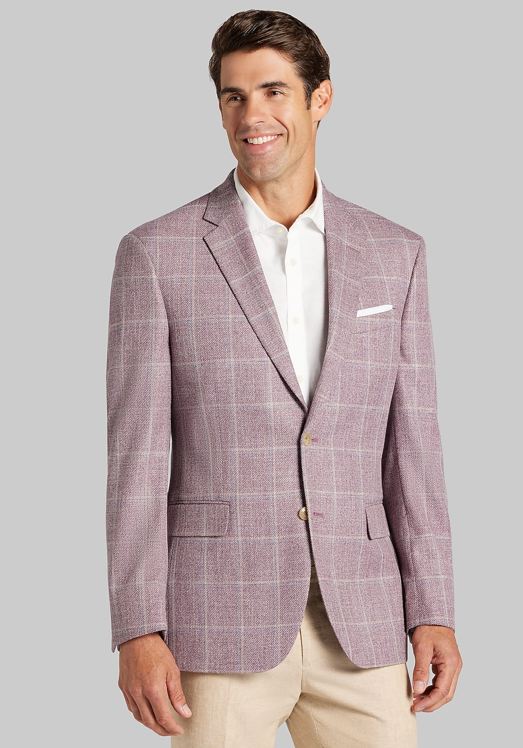 Jos. A. Bank Traditional Fit Comfort Stretch Windowpane Plaid Sportcoat