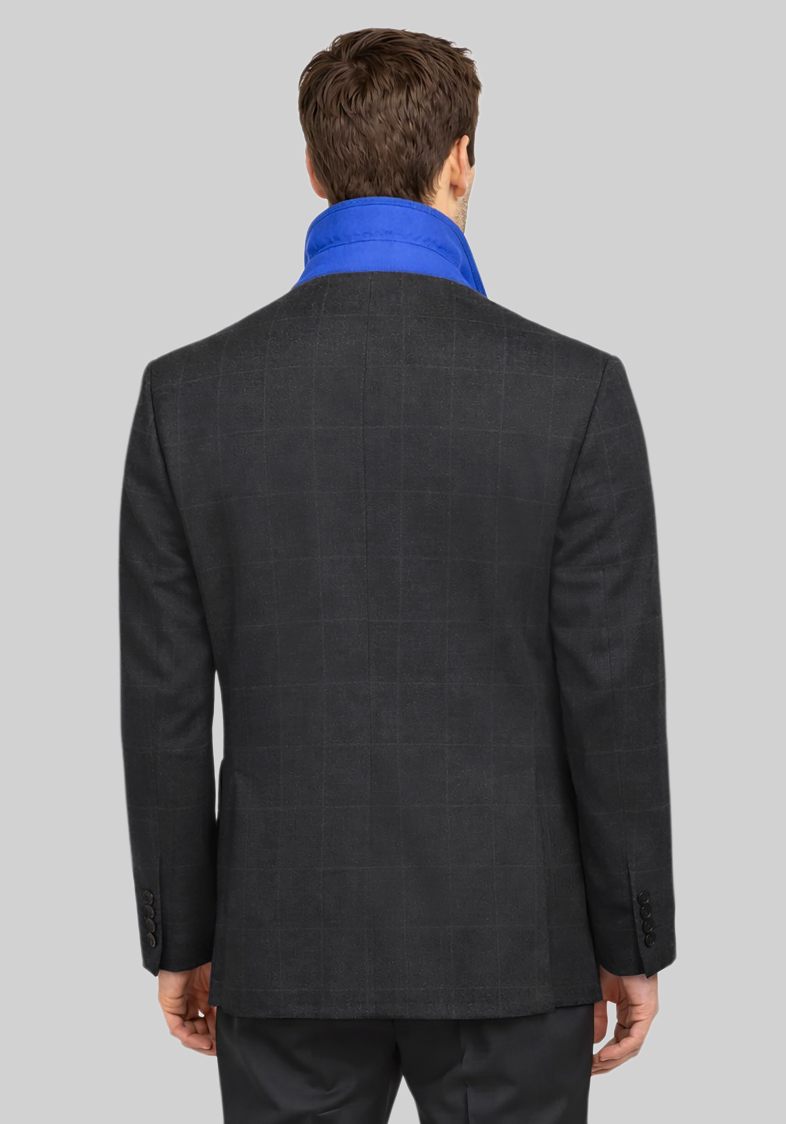 Gruner1949 Tailored Fit Windowpane 4-Way Stretch Knit Sportcoat