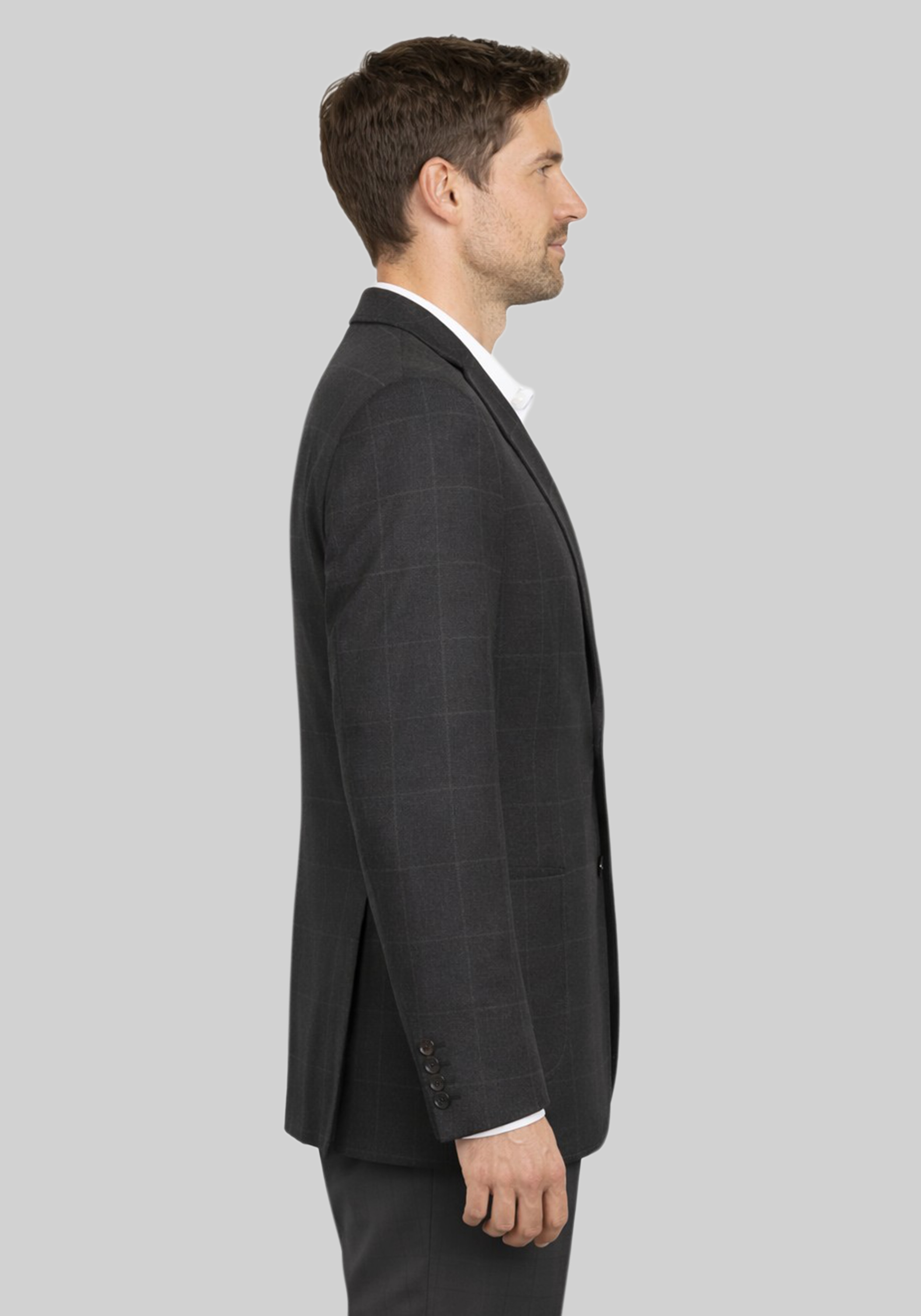 Gruner1949 Tailored Fit Windowpane 4-Way Stretch Knit Sportcoat
