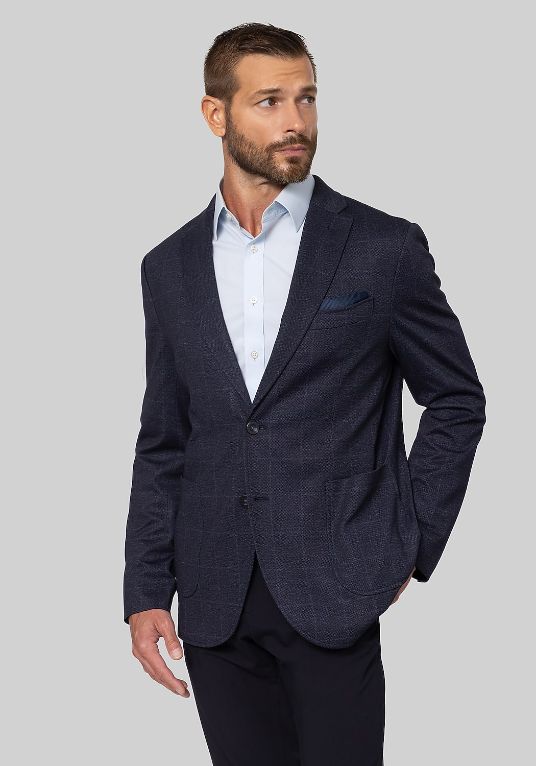 Gruner1949 Tailored Fit Windowpane 4-Way Stretch Knit Sportcoat - Big & Tall