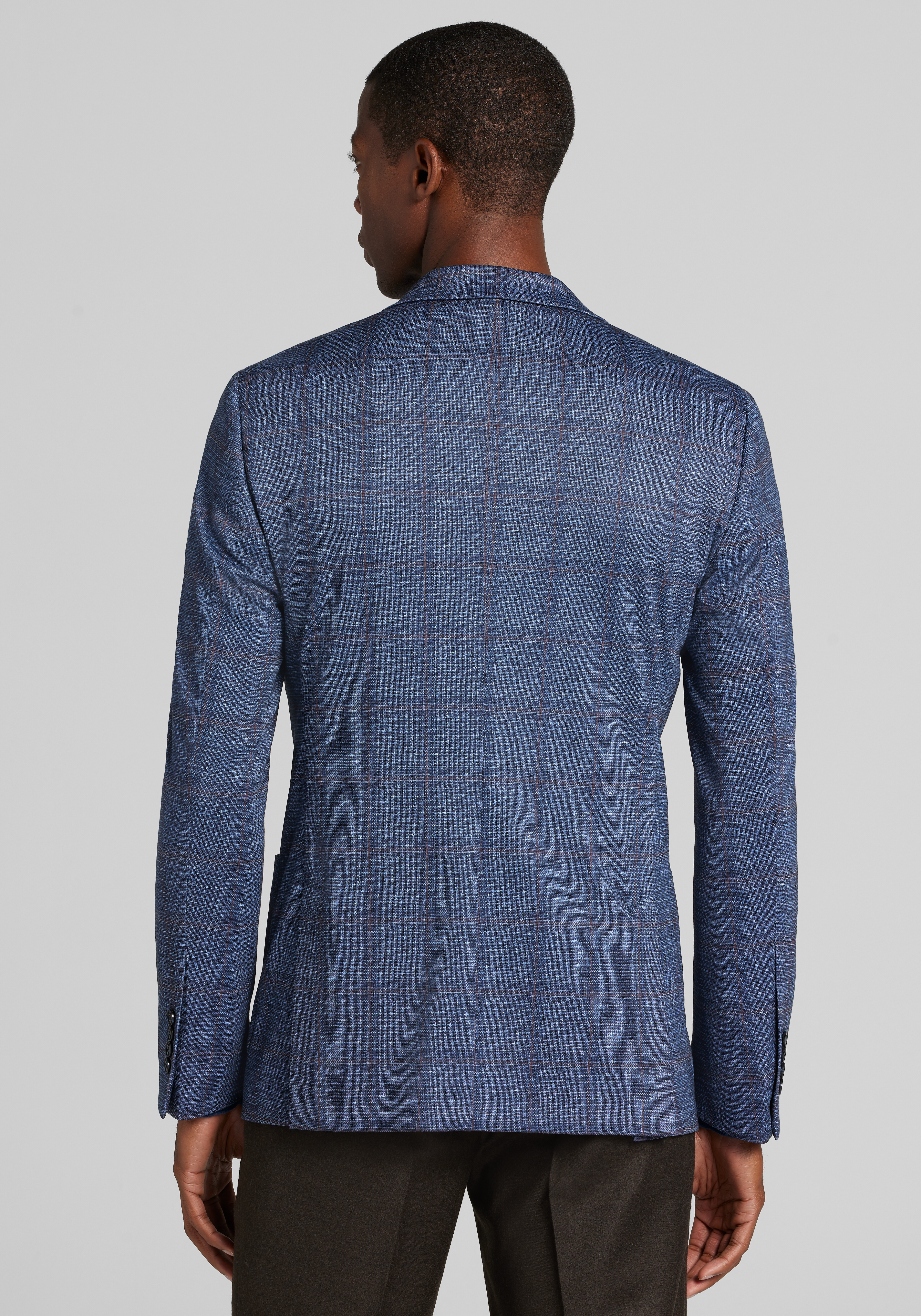 Jos. A. Bank Comfort Stretch Slim Fit Plaid Knit Sportcoat