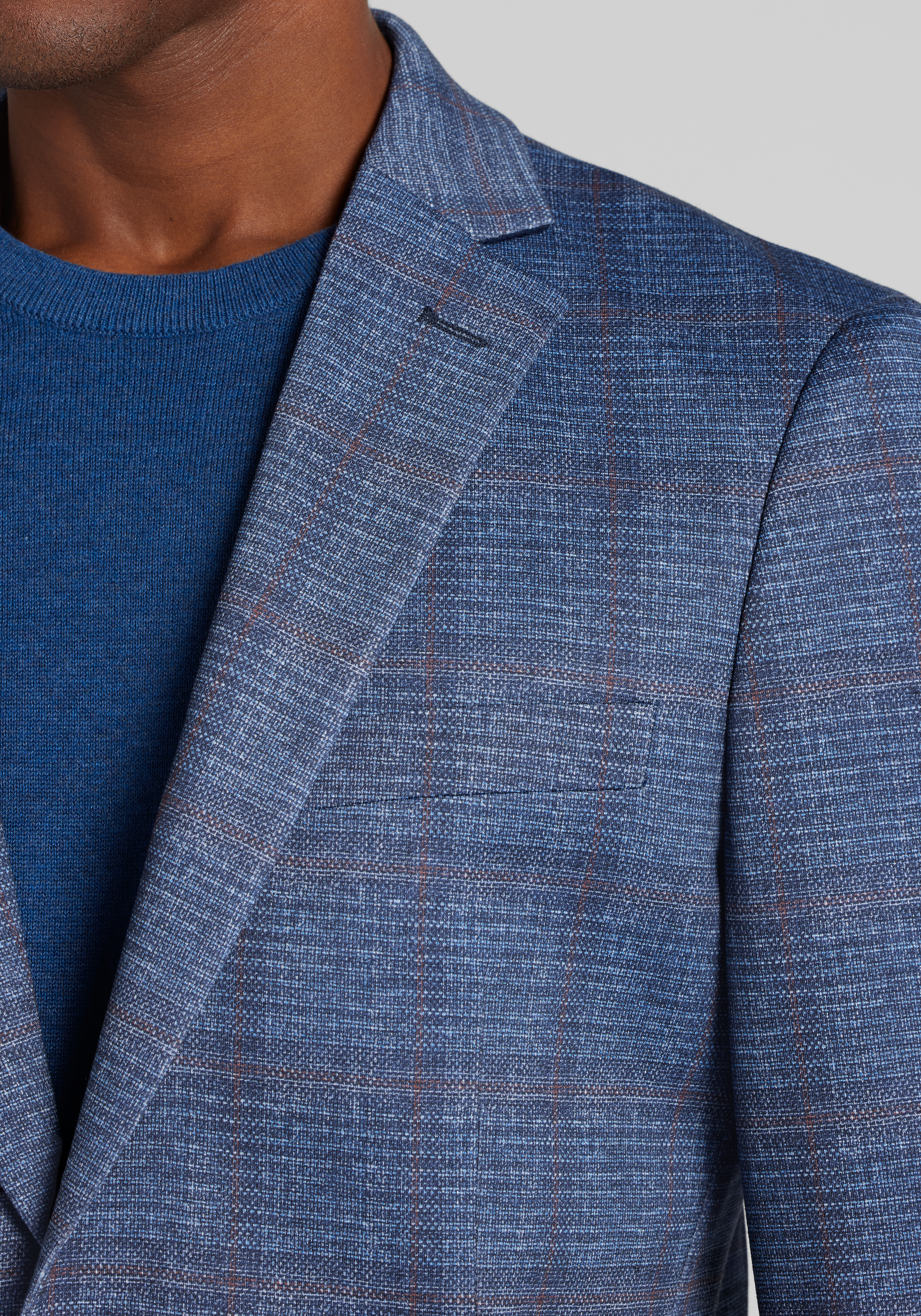 Jos. A. Bank Comfort Stretch Slim Fit Plaid Knit Sportcoat