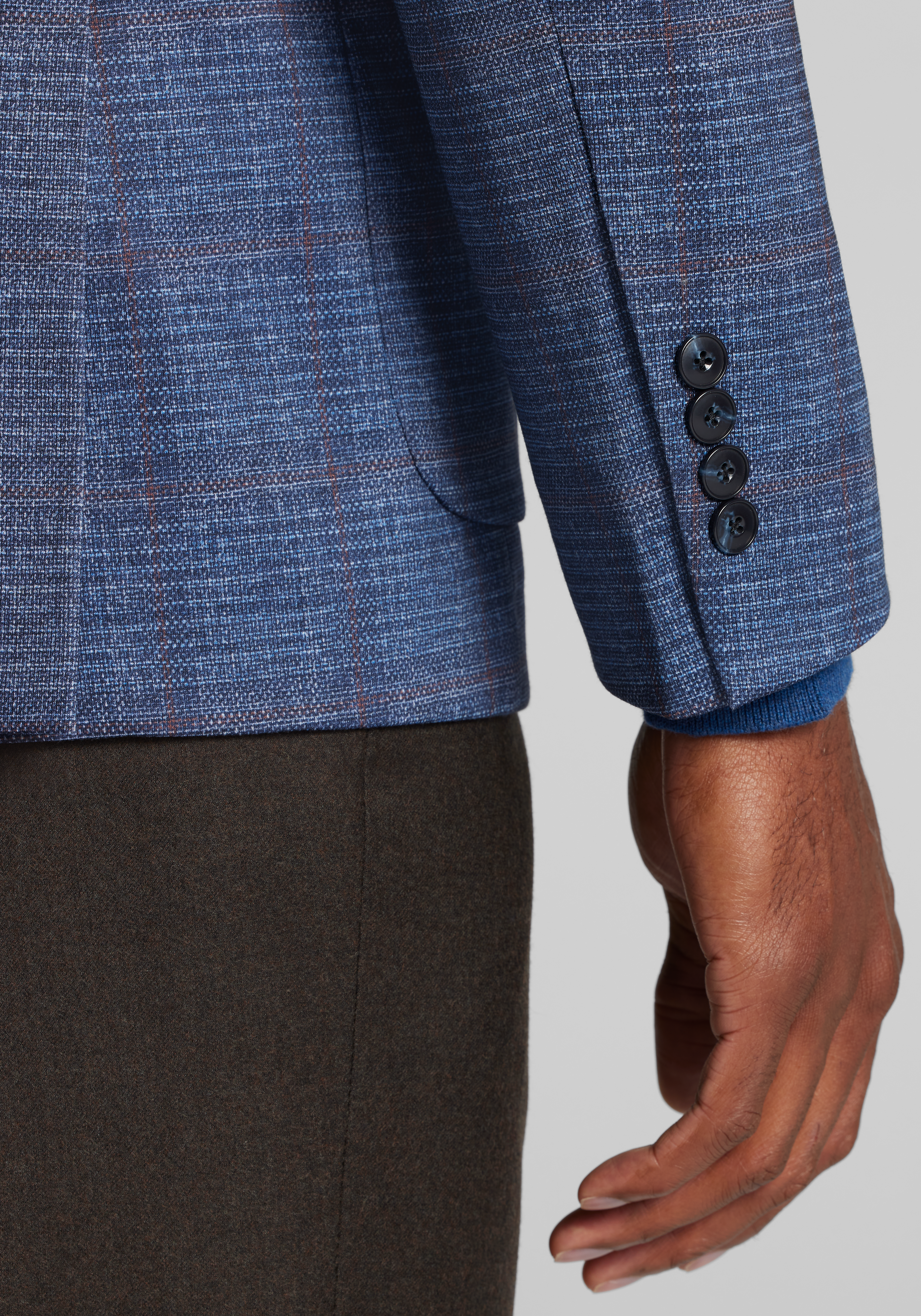 Jos. A. Bank Comfort Stretch Slim Fit Plaid Knit Sportcoat