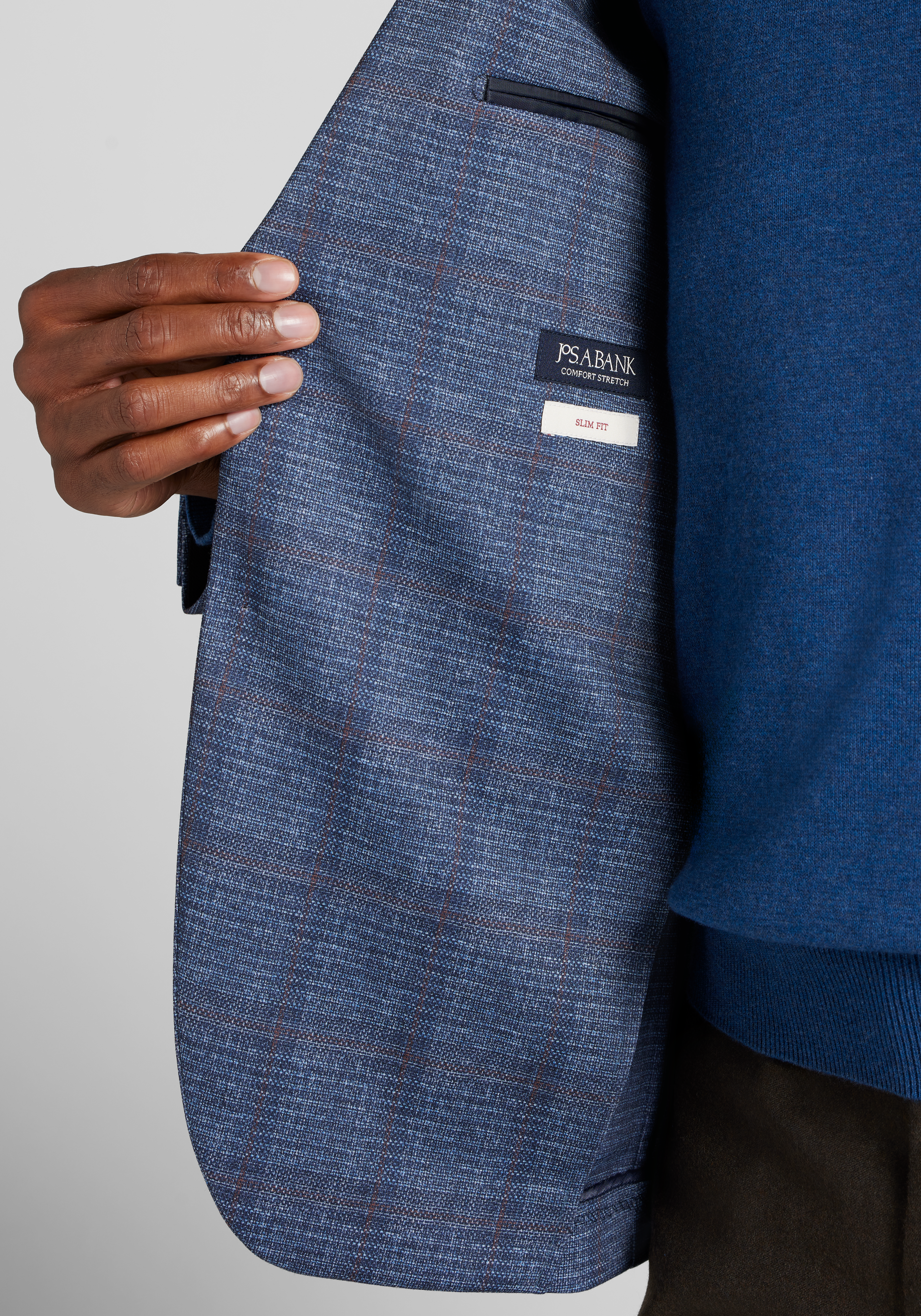 Jos. A. Bank Comfort Stretch Slim Fit Plaid Knit Sportcoat