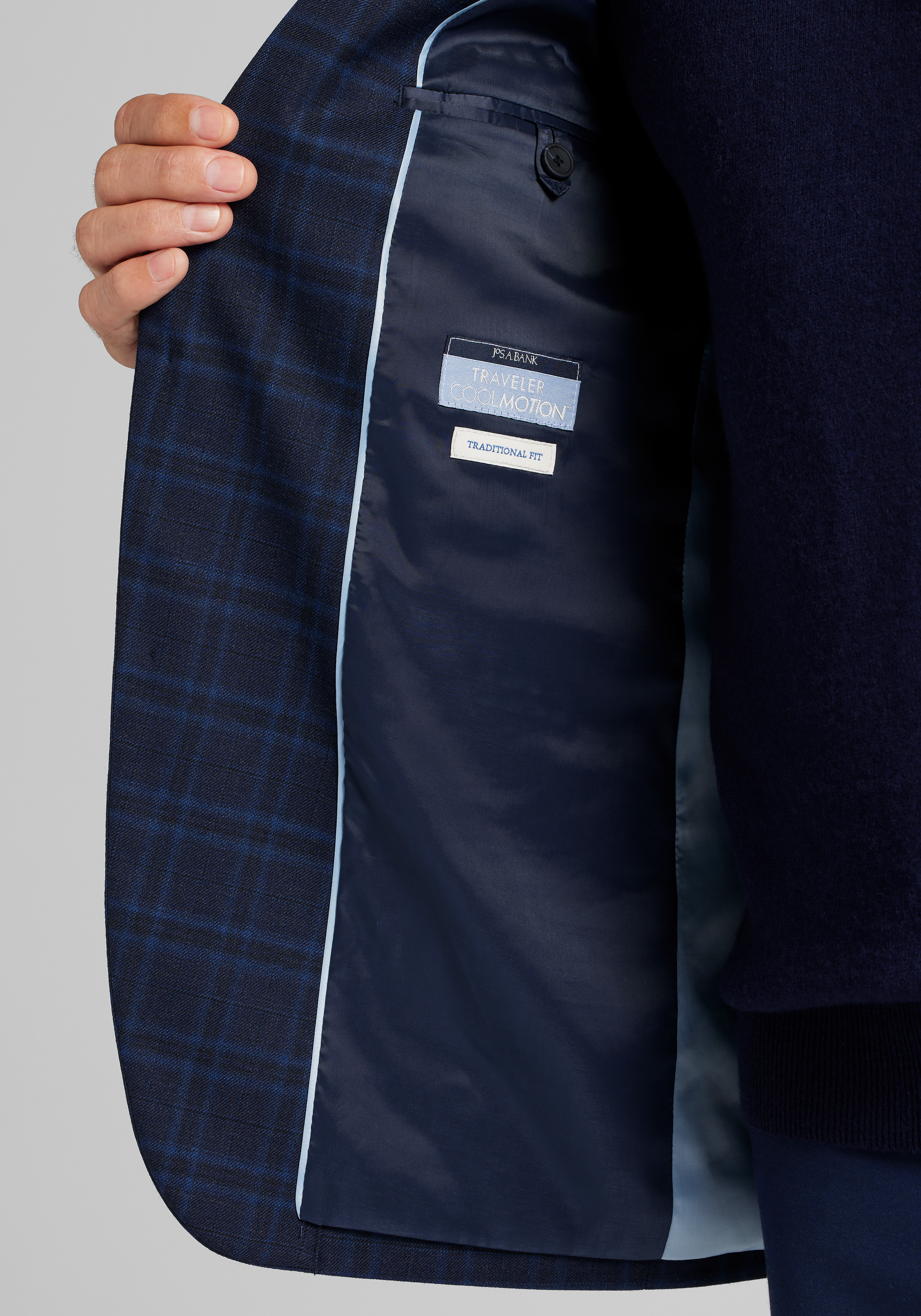 Traveler® Motion Traditional Fit Plaid Sportcoat - Big & Tall