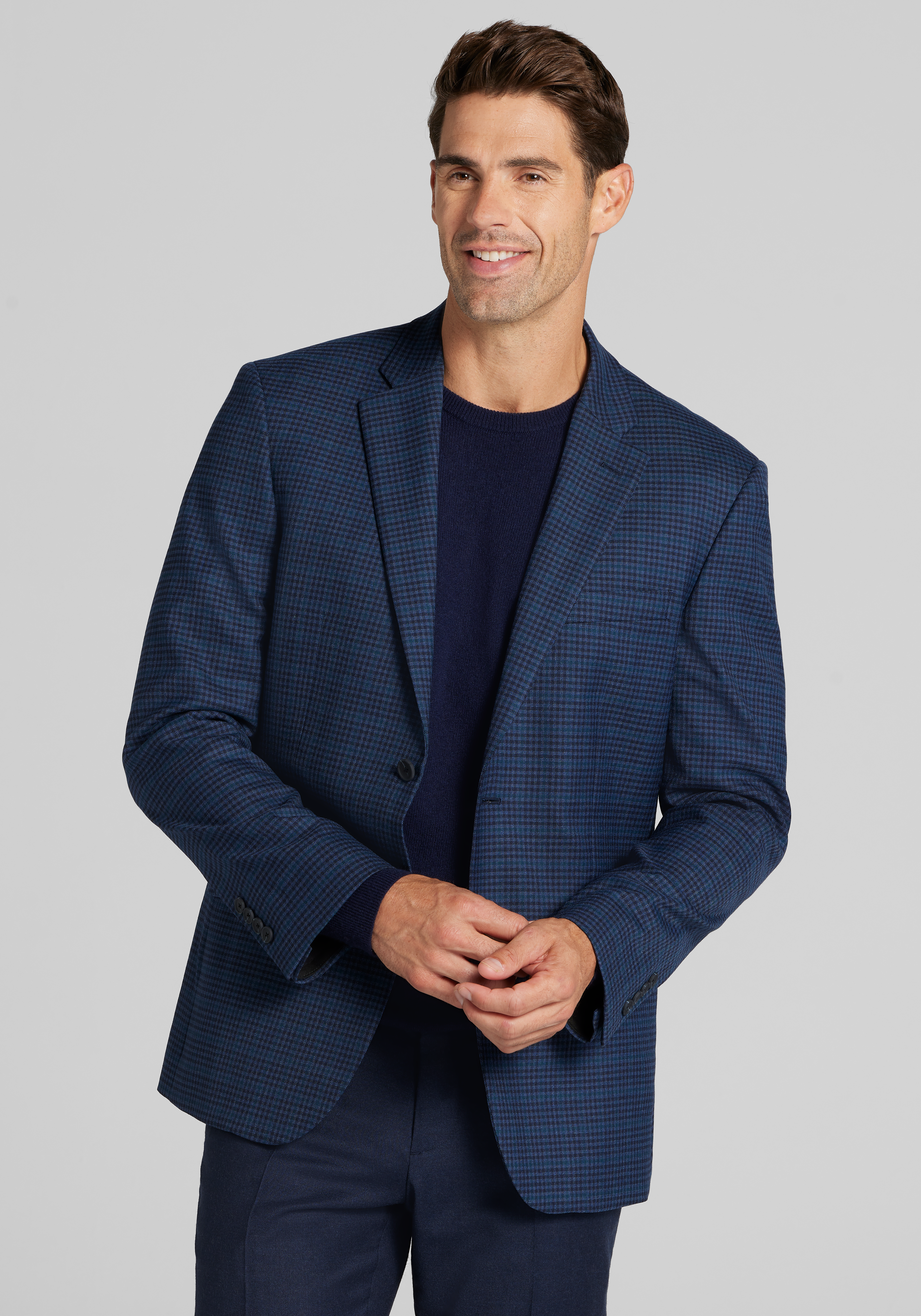 Men's Sportcoats, Traveler&reg; COOL<i>MOTION</i> Tailored Fit Check Sportcoat - Jos A Bank