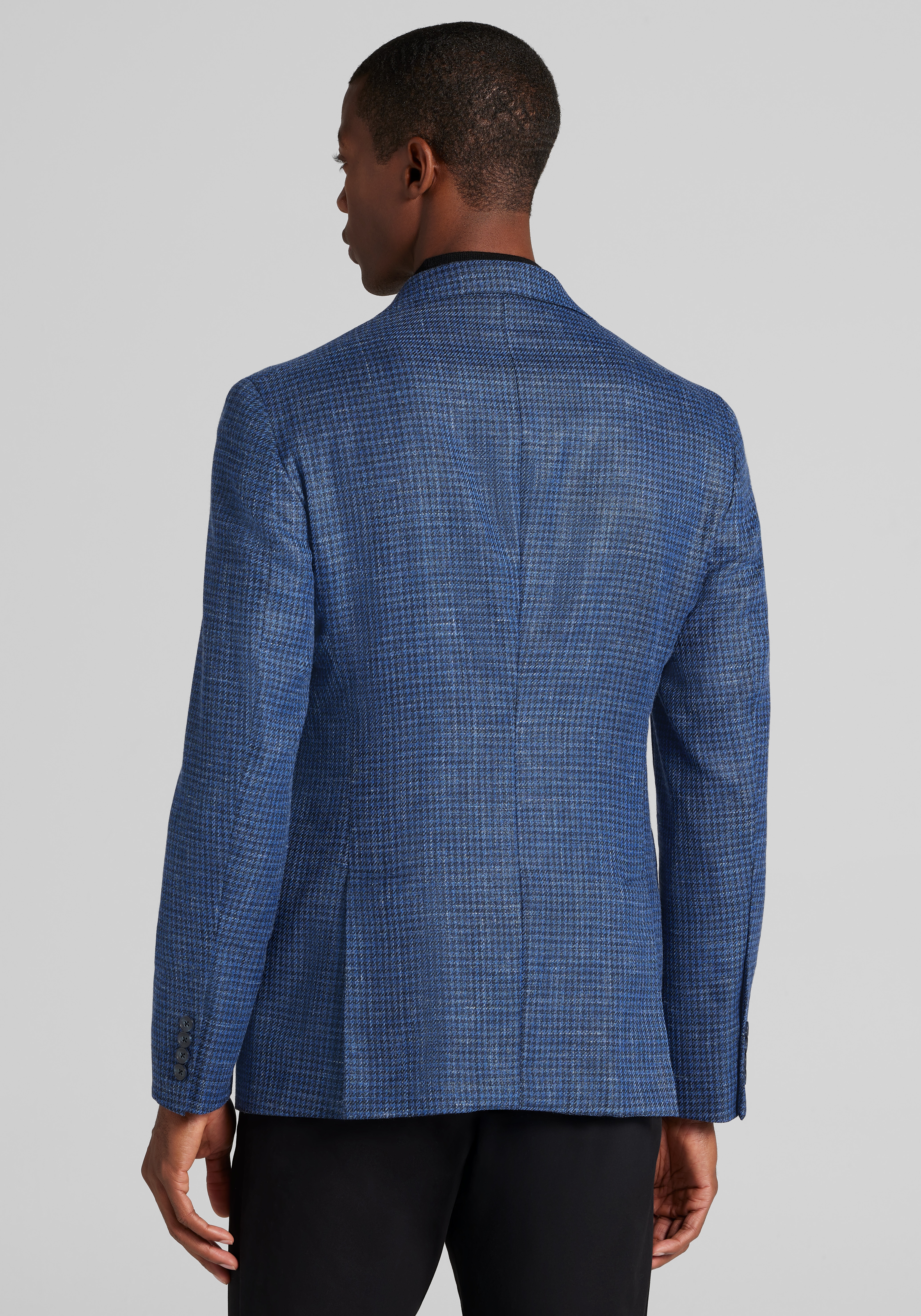 Reserve Collection Tailored Fit Wool-Silk Blend Check Sportcoat