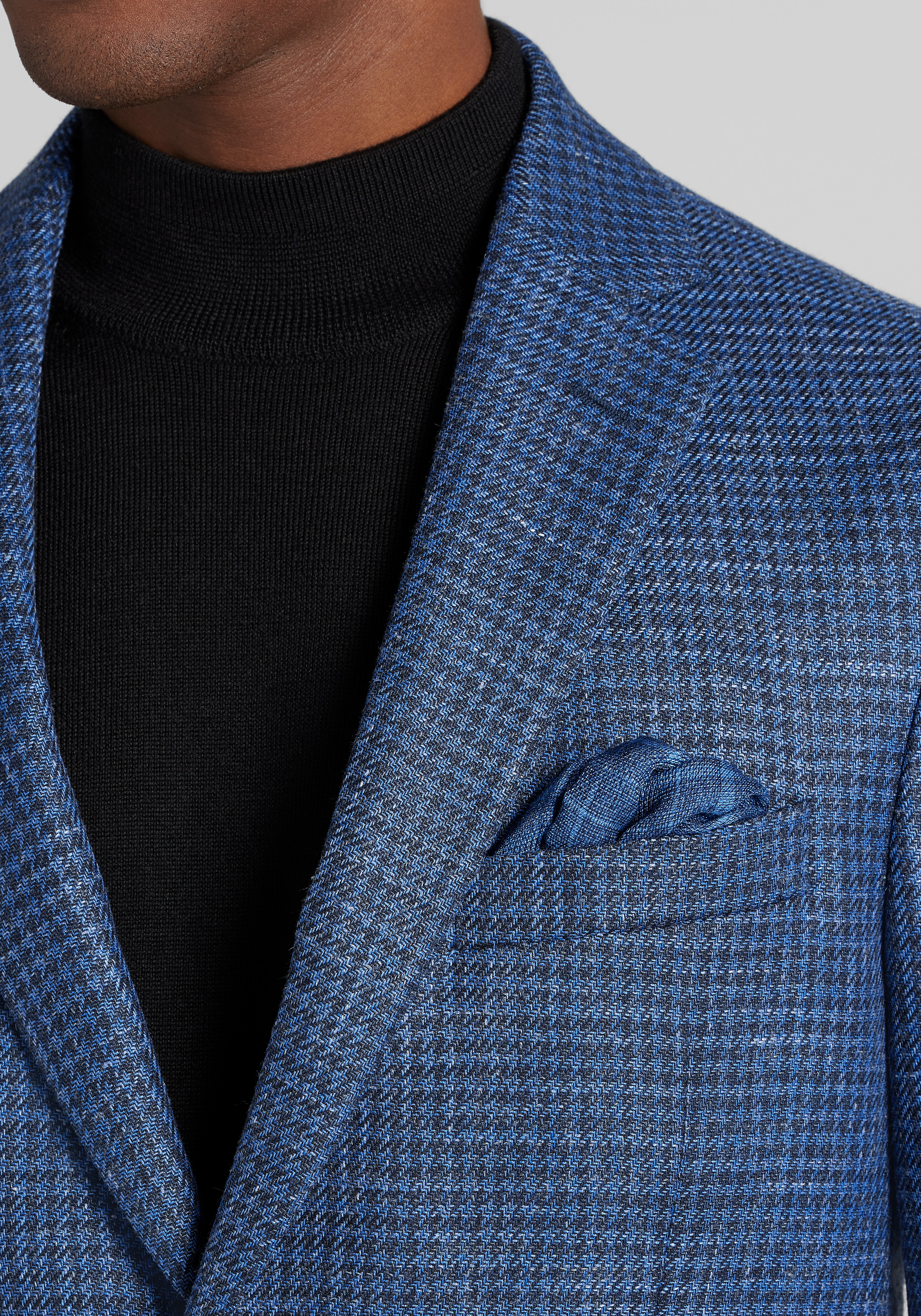 Reserve Collection Tailored Fit Wool-Silk Blend Check Sportcoat