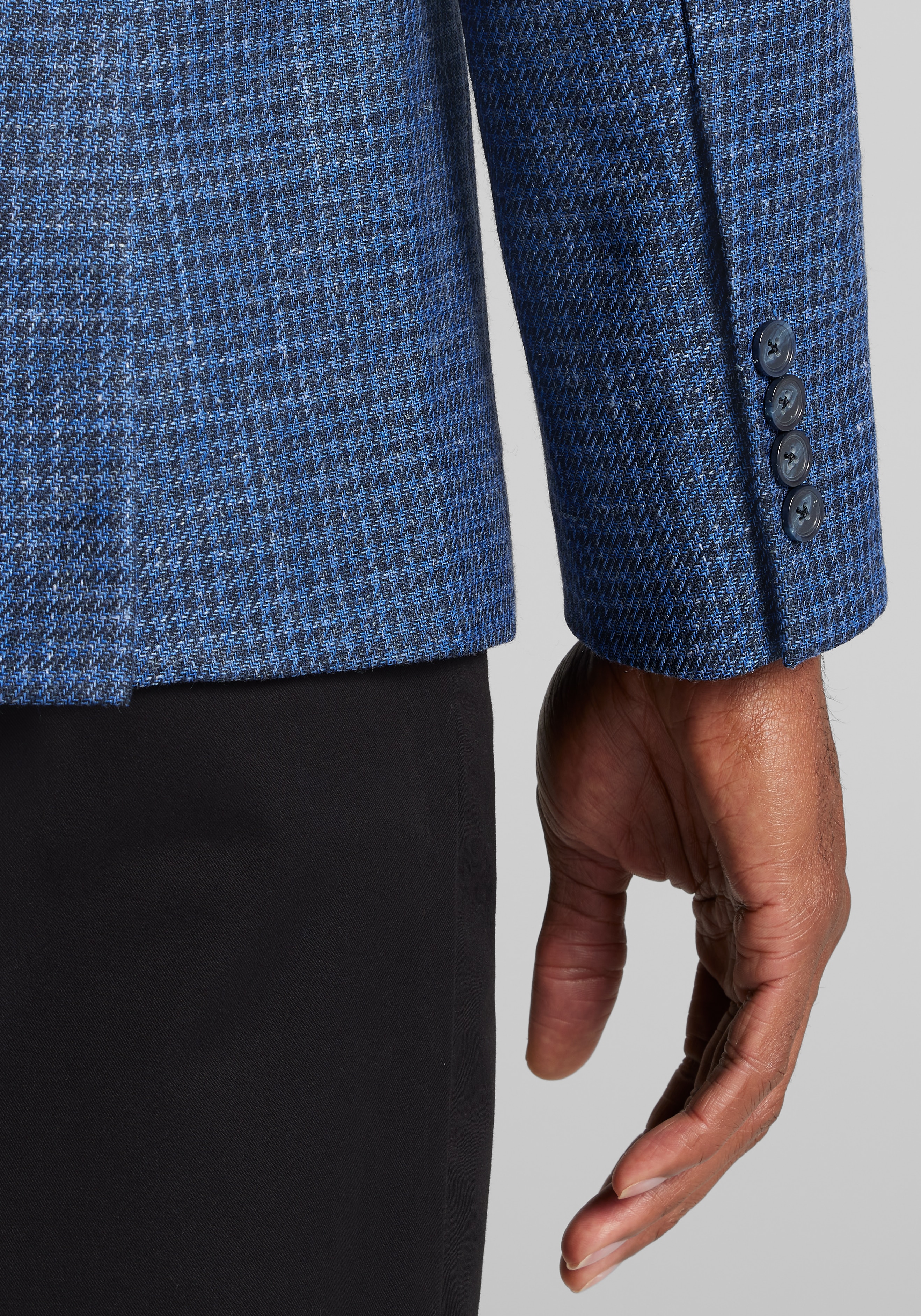 Reserve Collection Tailored Fit Wool-Silk Blend Check Sportcoat