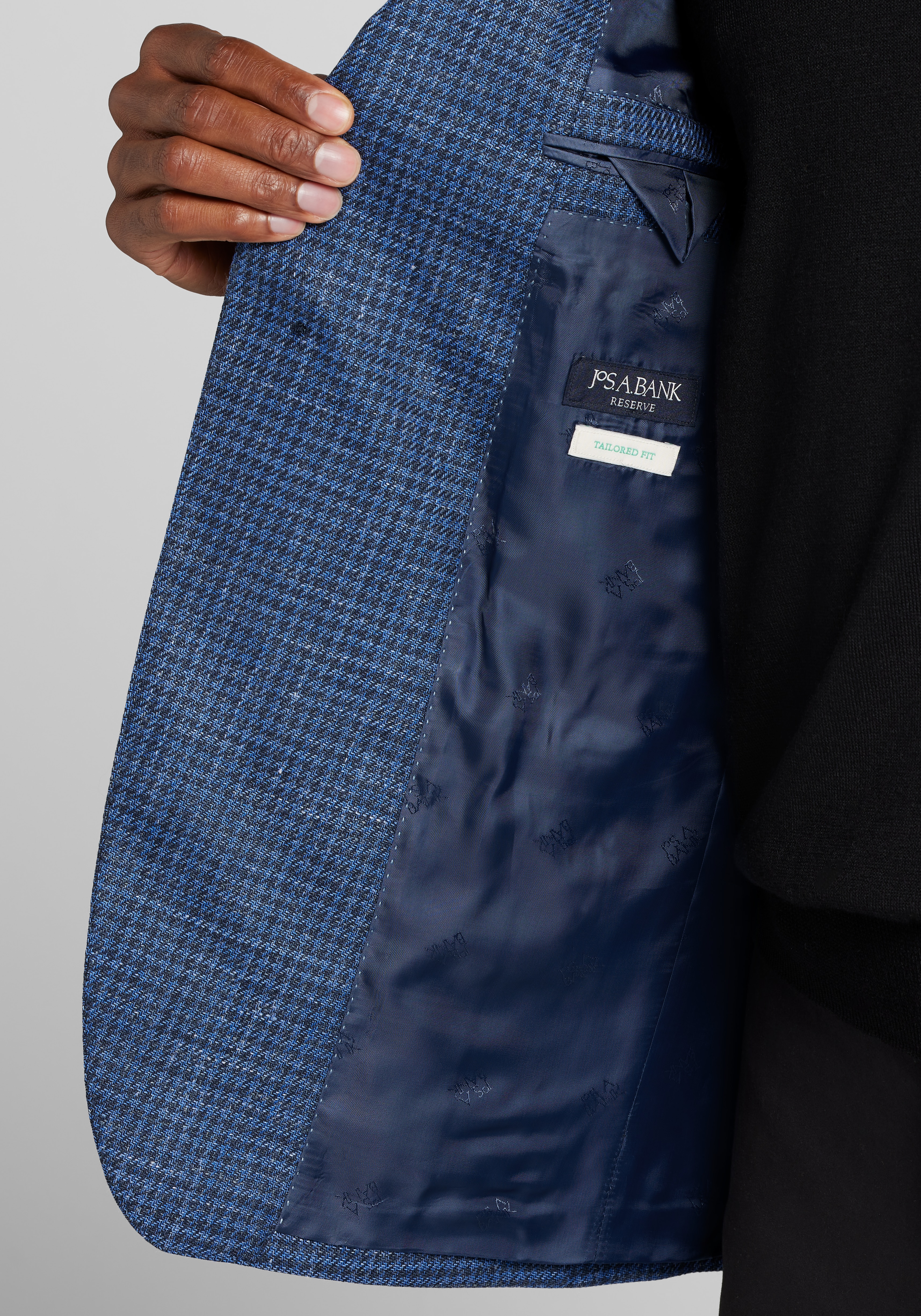 Reserve Collection Tailored Fit Wool-Silk Blend Check Sportcoat