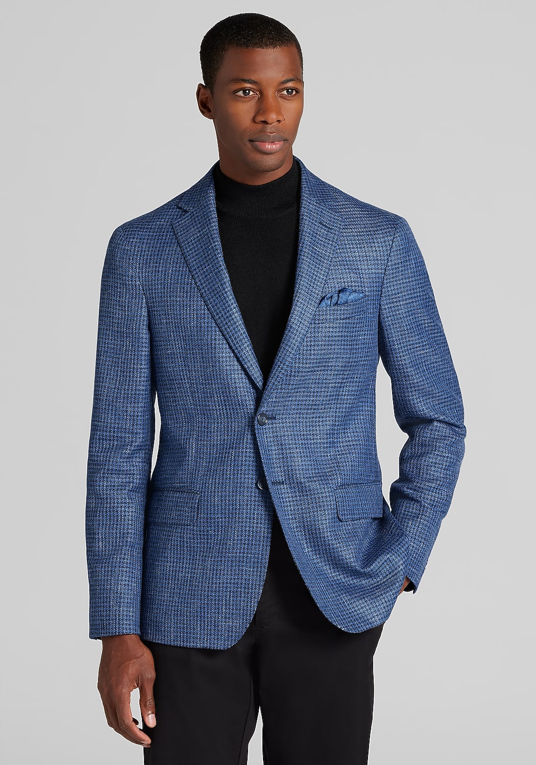 Reserve Collection Tailored Fit Wool-Silk Blend Check Sportcoat
