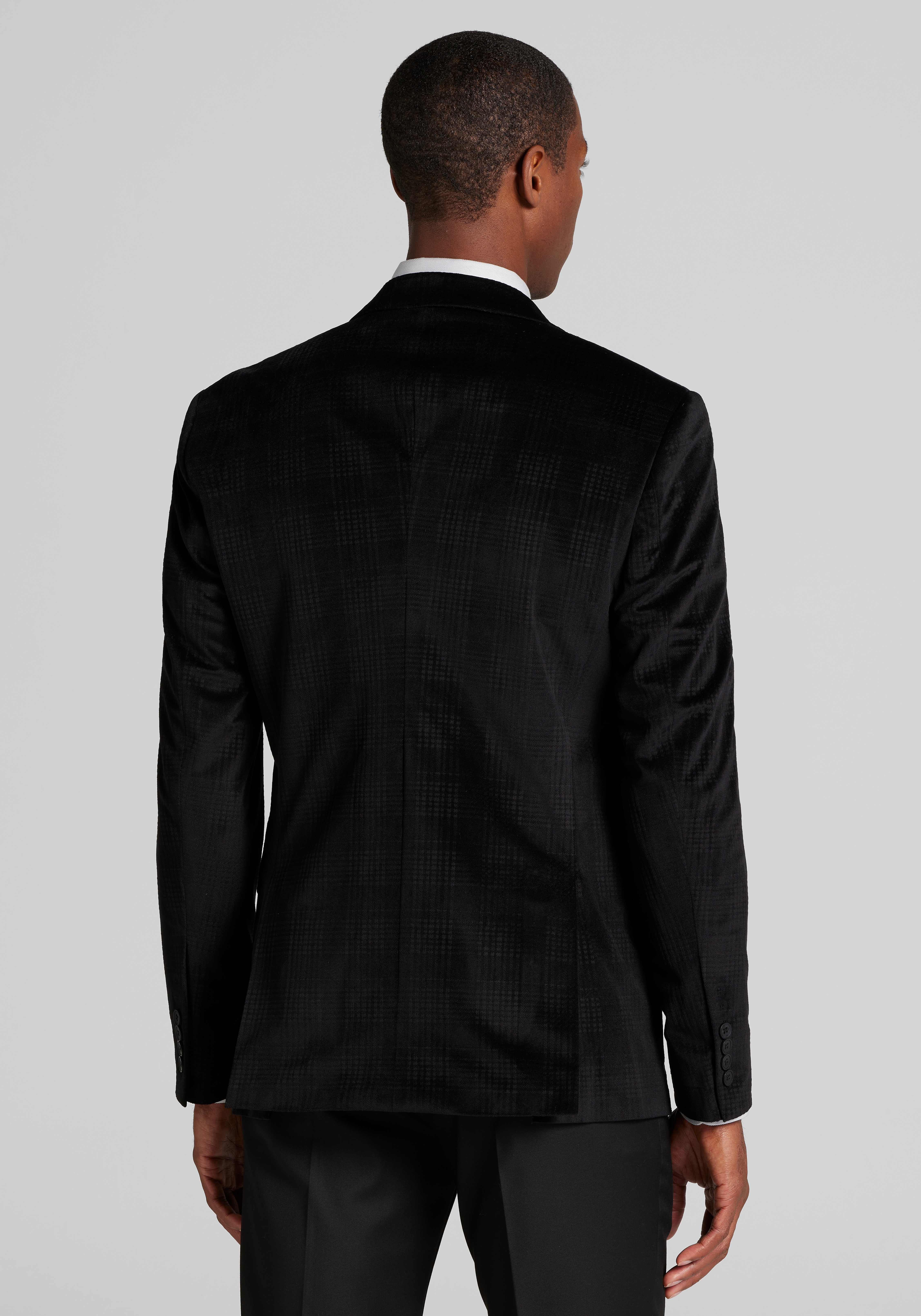 Jos A. Bank Comfort Stretch Slim Fit Plaid Velvet Dinner Jacket CLEARANCE