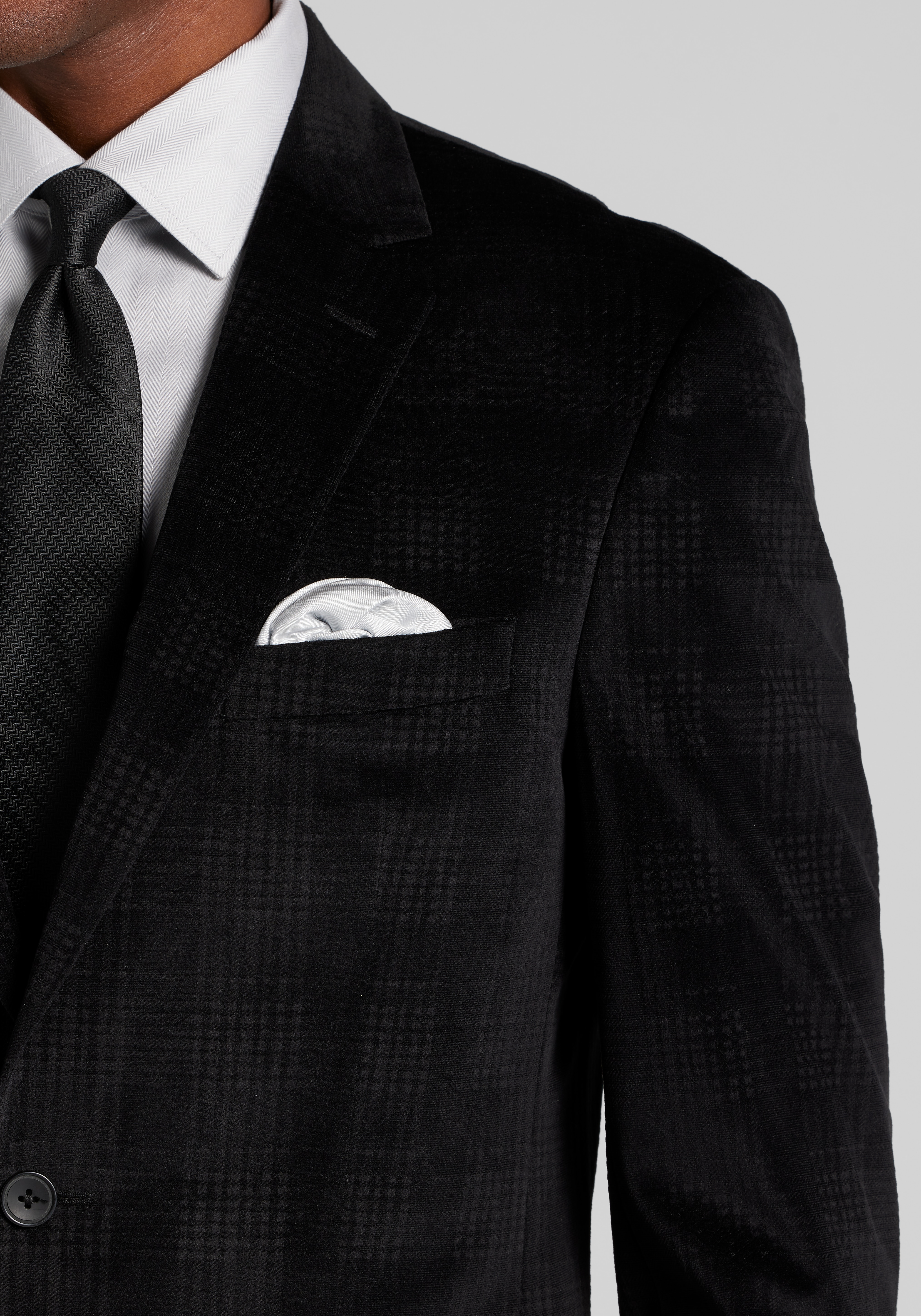 Jos A. Bank Comfort Stretch Slim Fit Plaid Velvet Dinner Jacket CLEARANCE