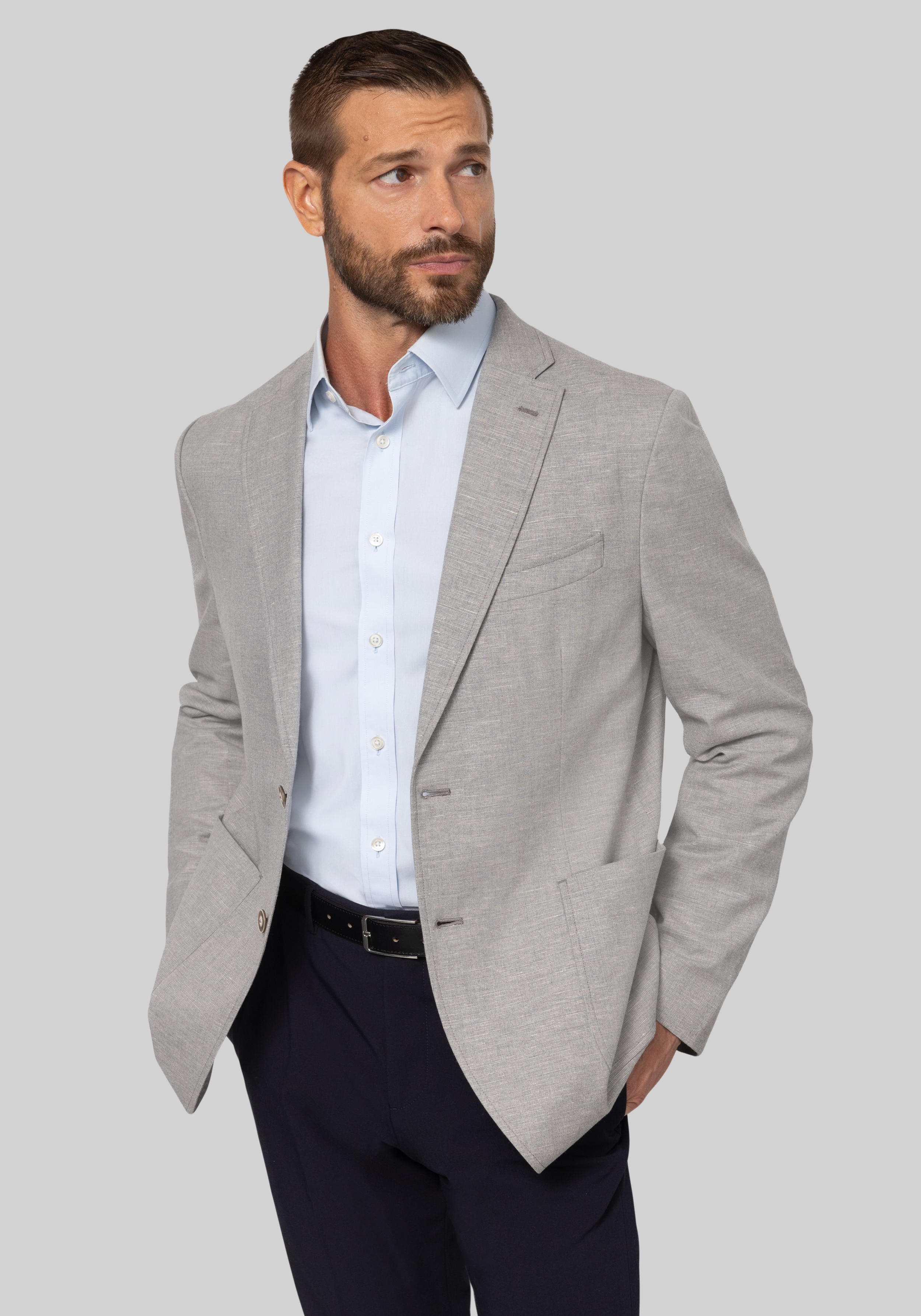 Gruner1949 Tailored Fit Linen Blend Stretch Knit Sportcoat