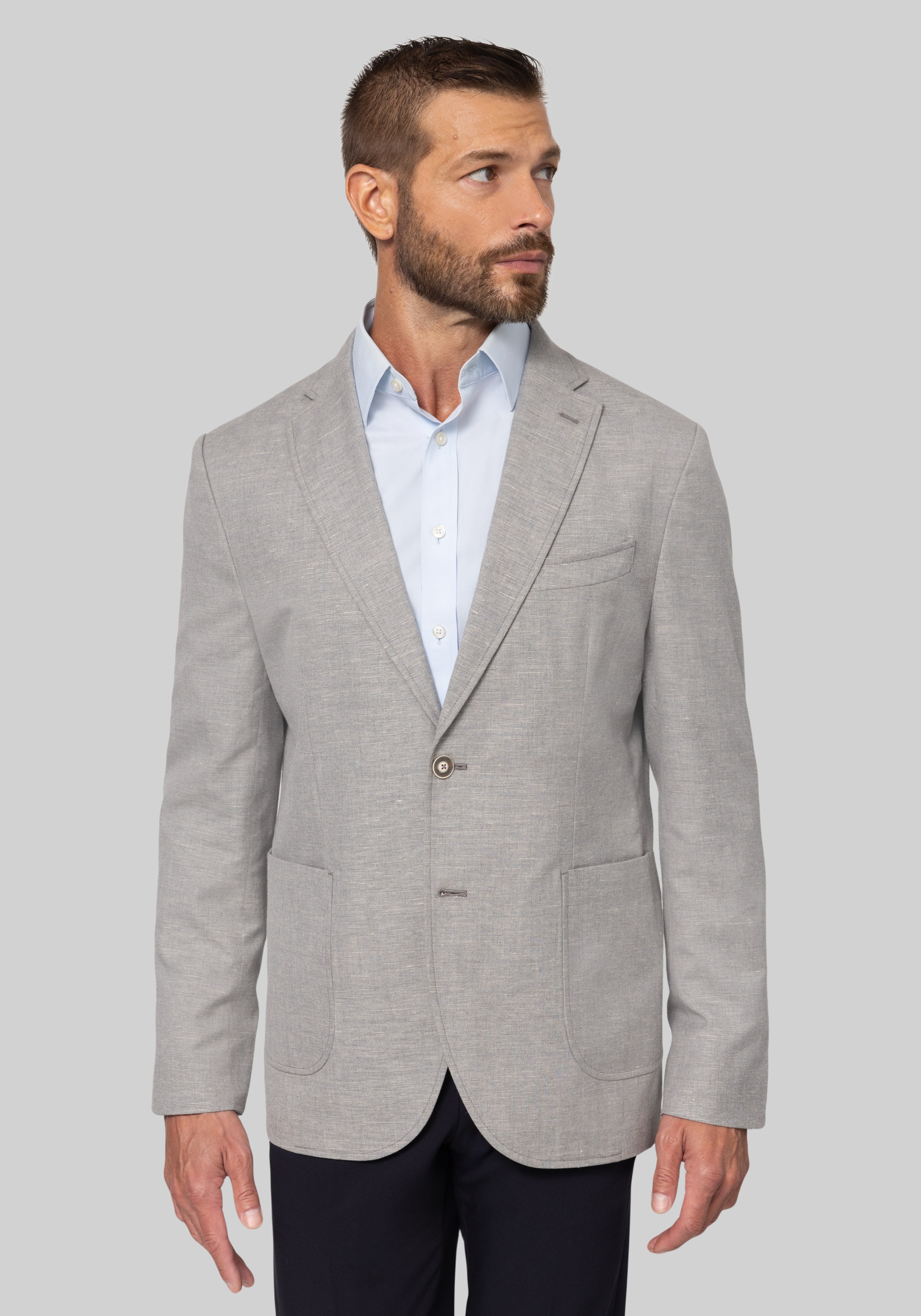 Gruner1949 Tailored Fit Linen Blend Stretch Knit Sportcoat