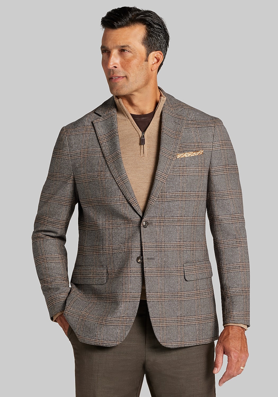 Jos. A. Bank Comfort Stretch Tailored Fit Plaid Sportcoat