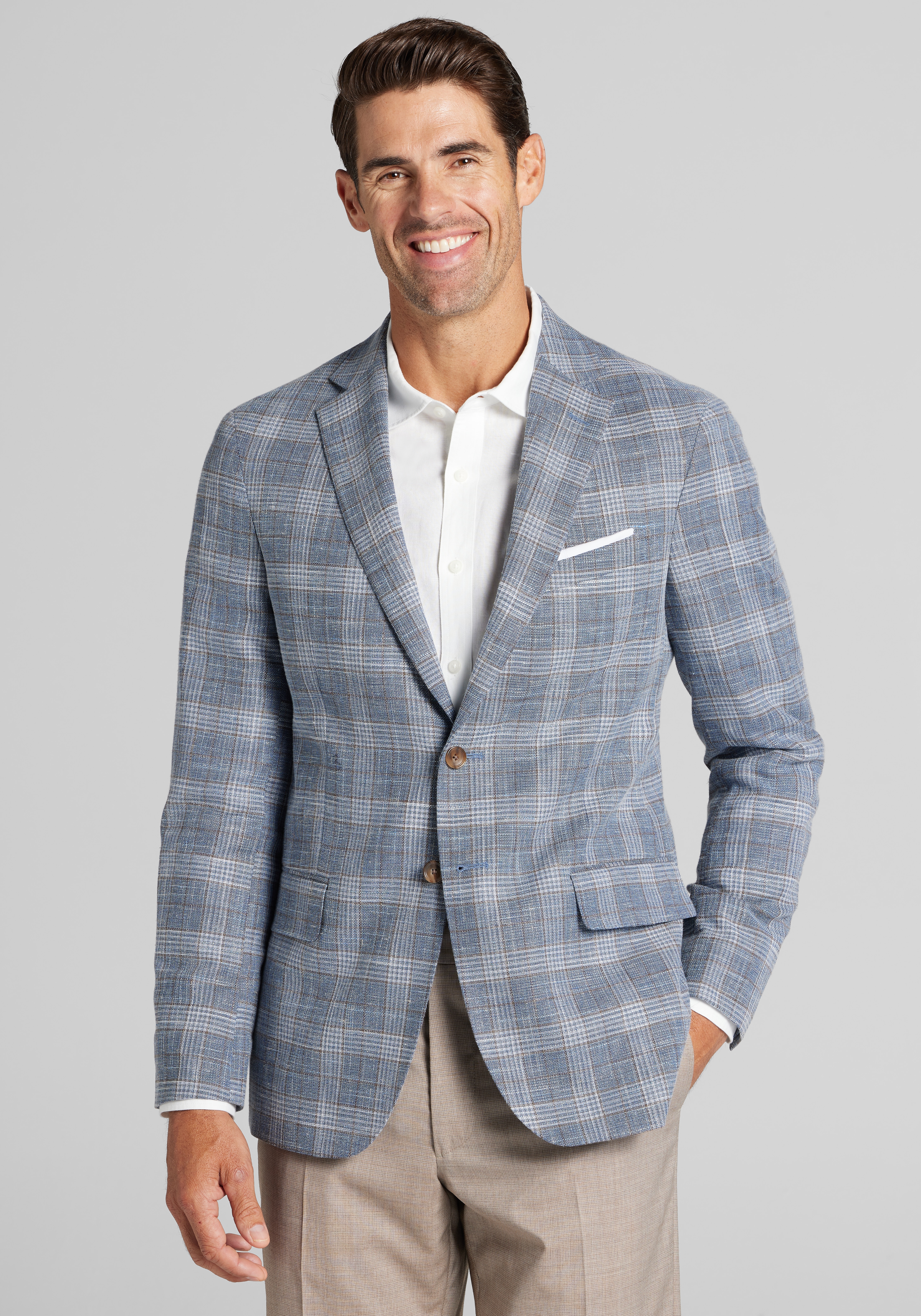 Men's New!, Reserve Collection Tailored Fit Plaid Sportcoat - Jos A Bank