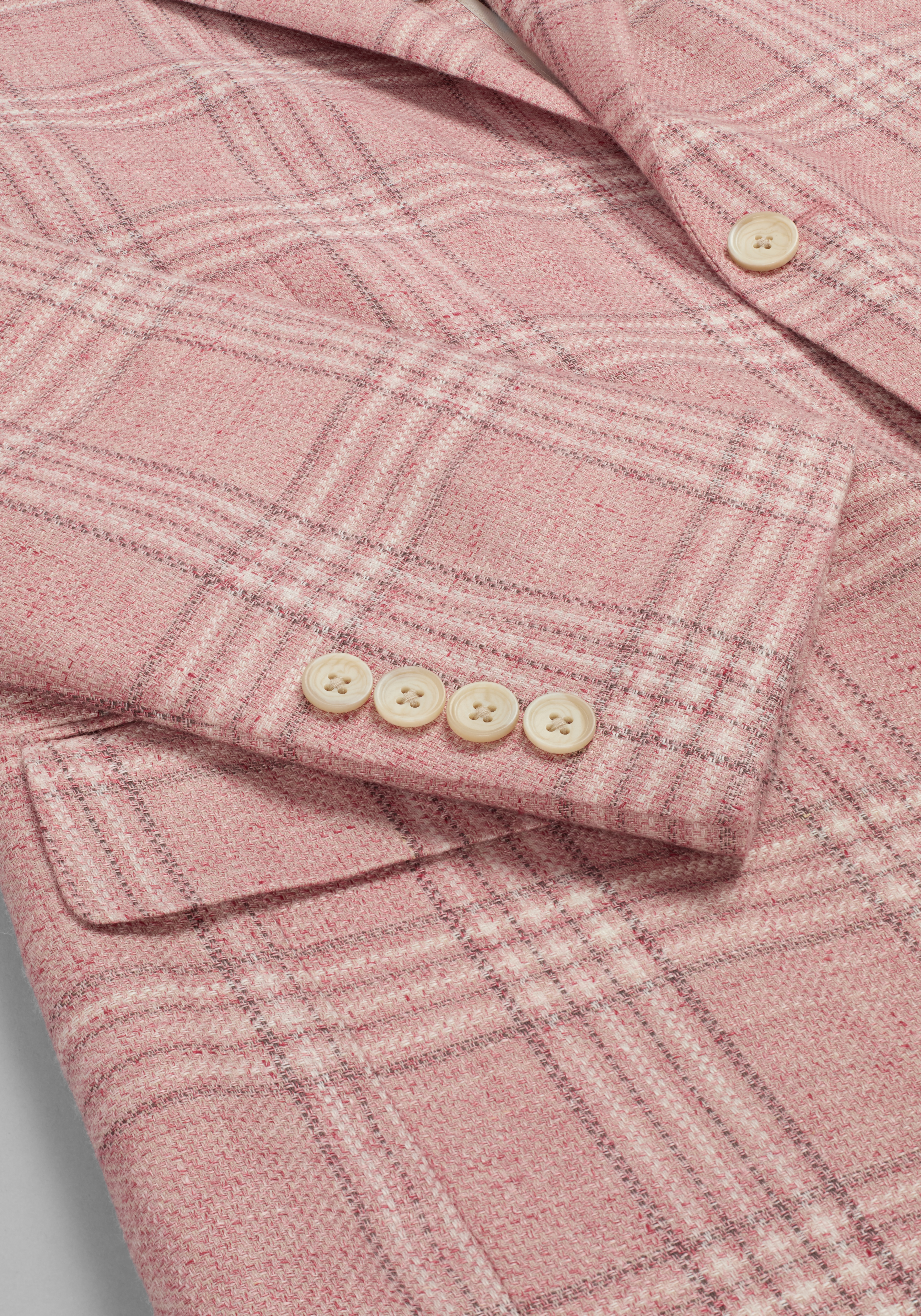 Reserve Collection Tailored Fit Medium Plaid Linen Blend Sportcoat