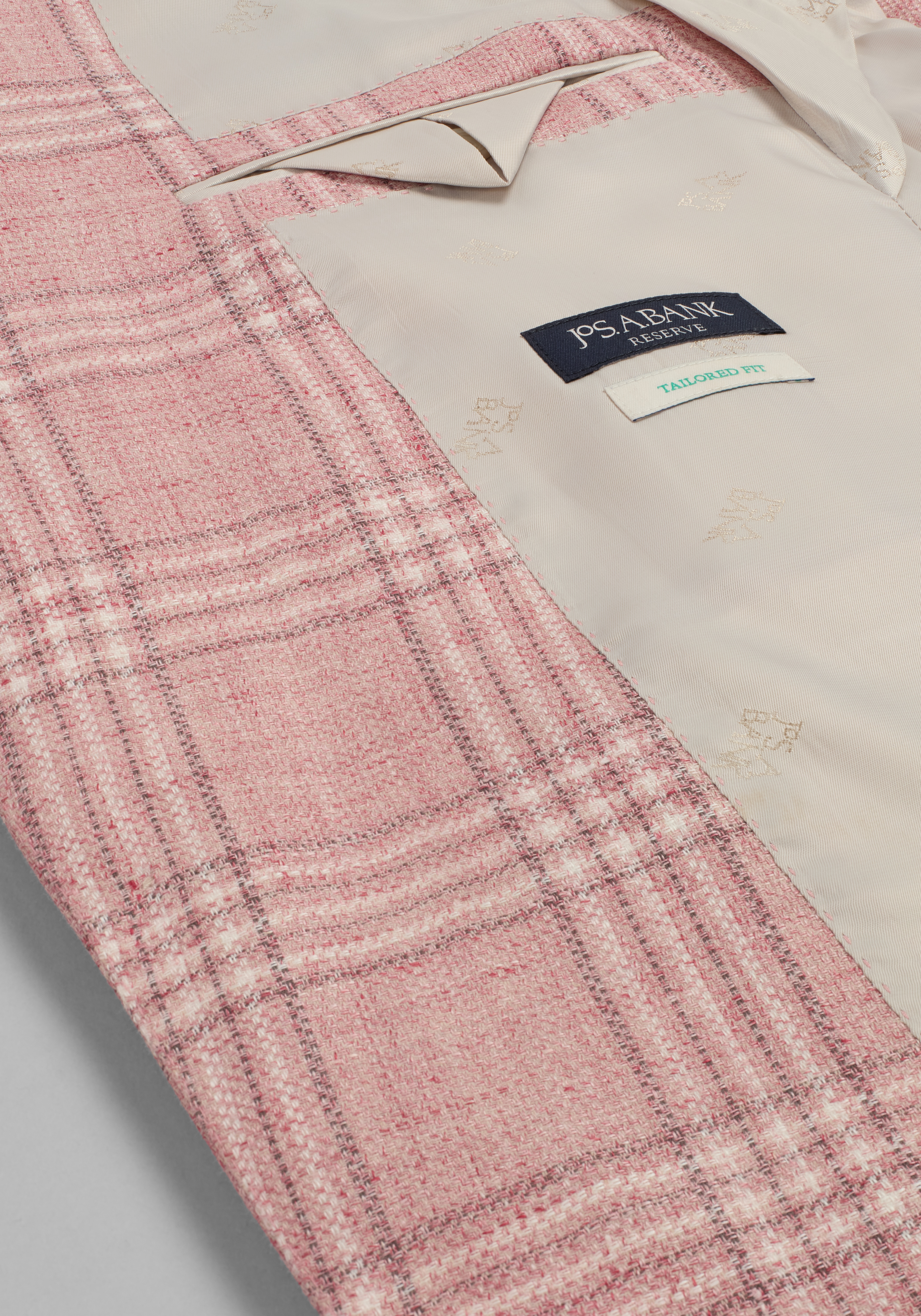 Reserve Collection Tailored Fit Medium Plaid Linen Blend Sportcoat