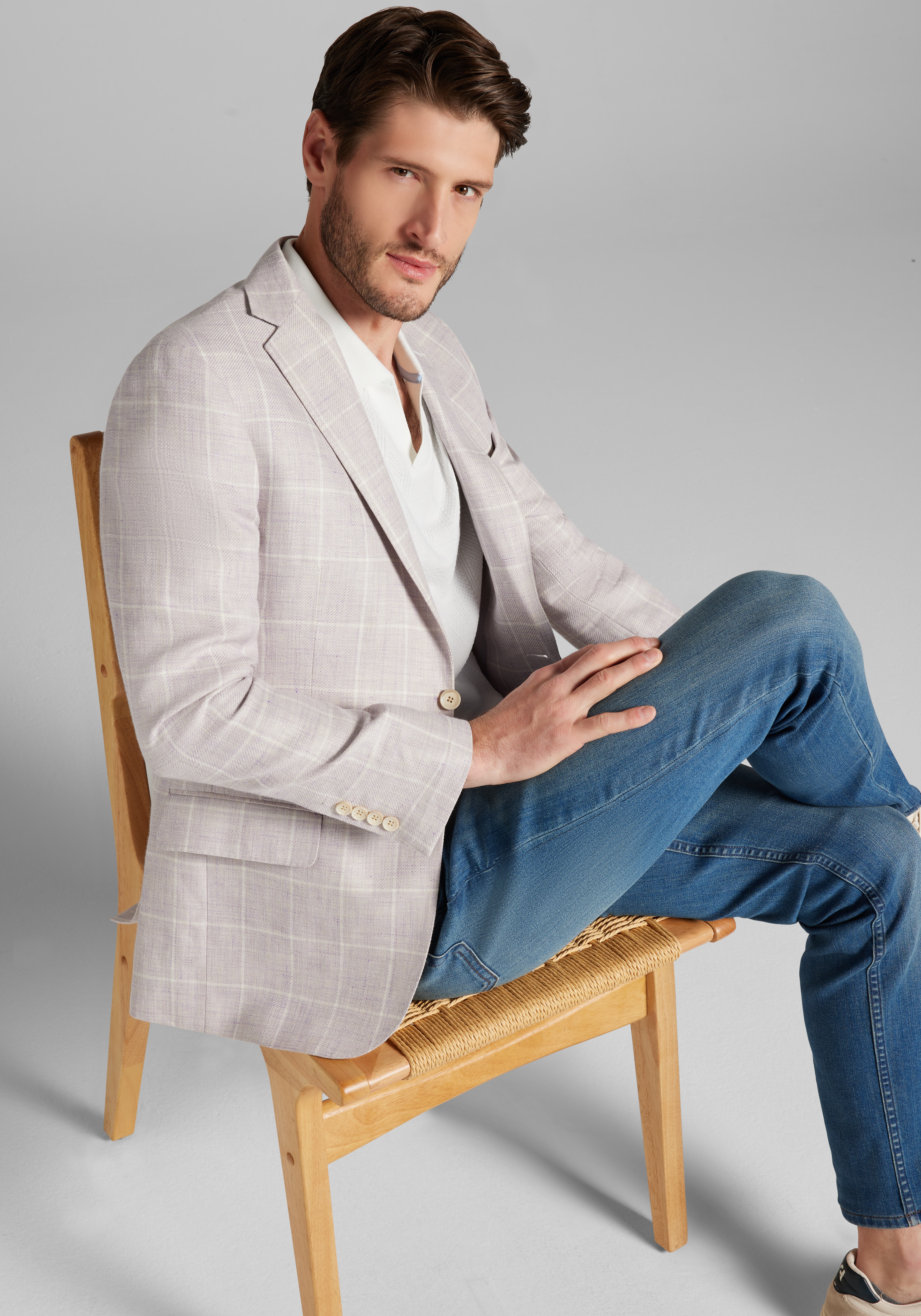Reserve Collection Slim Fit Windowpane Plaid Sportcoat
