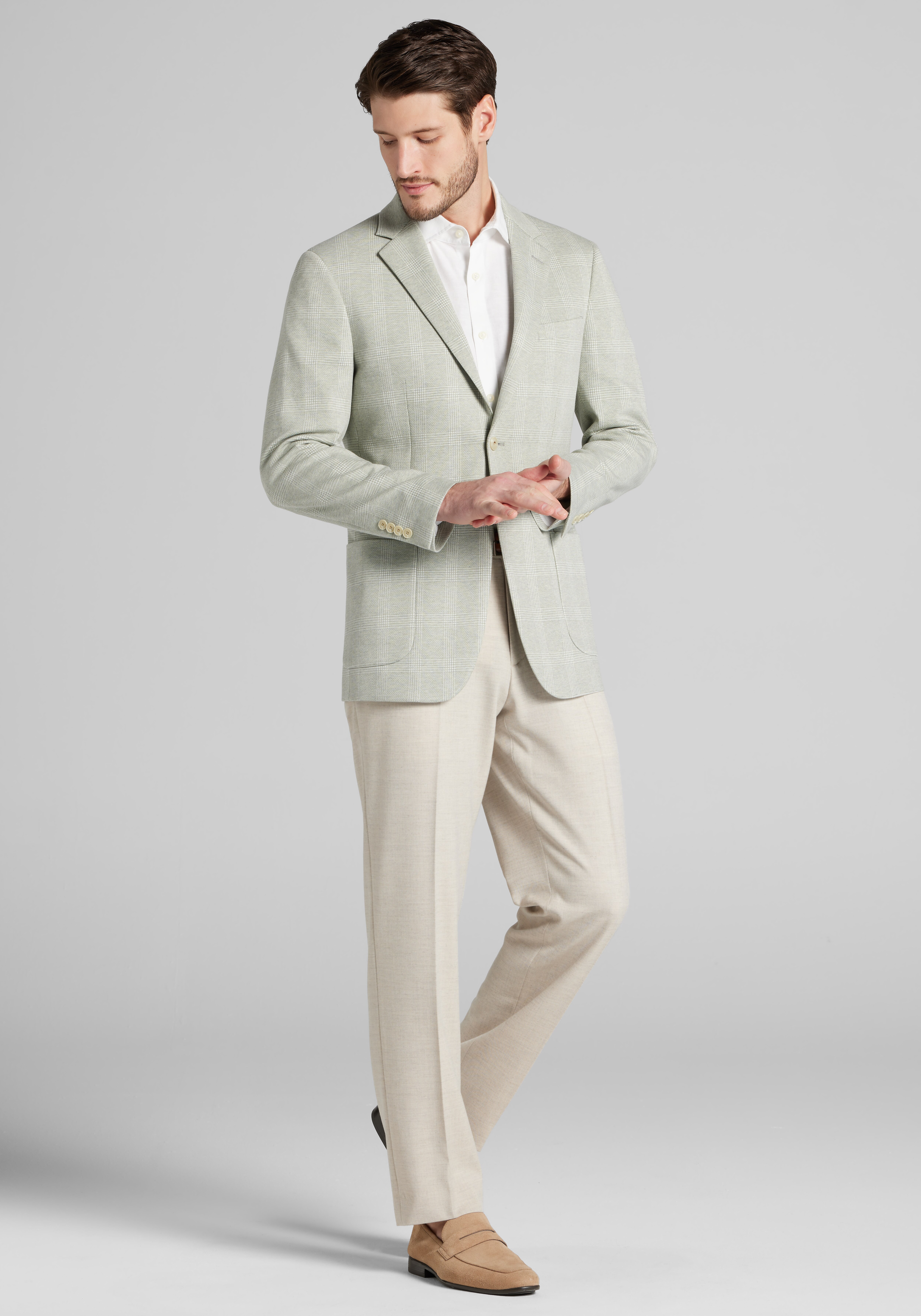 Jos. A. Bank Slim Fit Comfort Stretch Knit Plaid Sportcoat