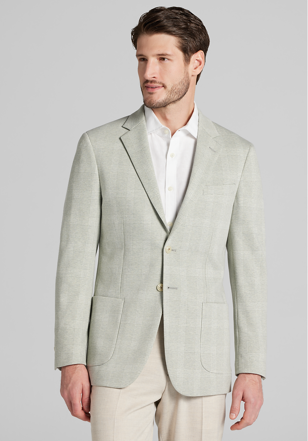 Jos. A. Bank Slim Fit Comfort Stretch Knit Plaid Sportcoat