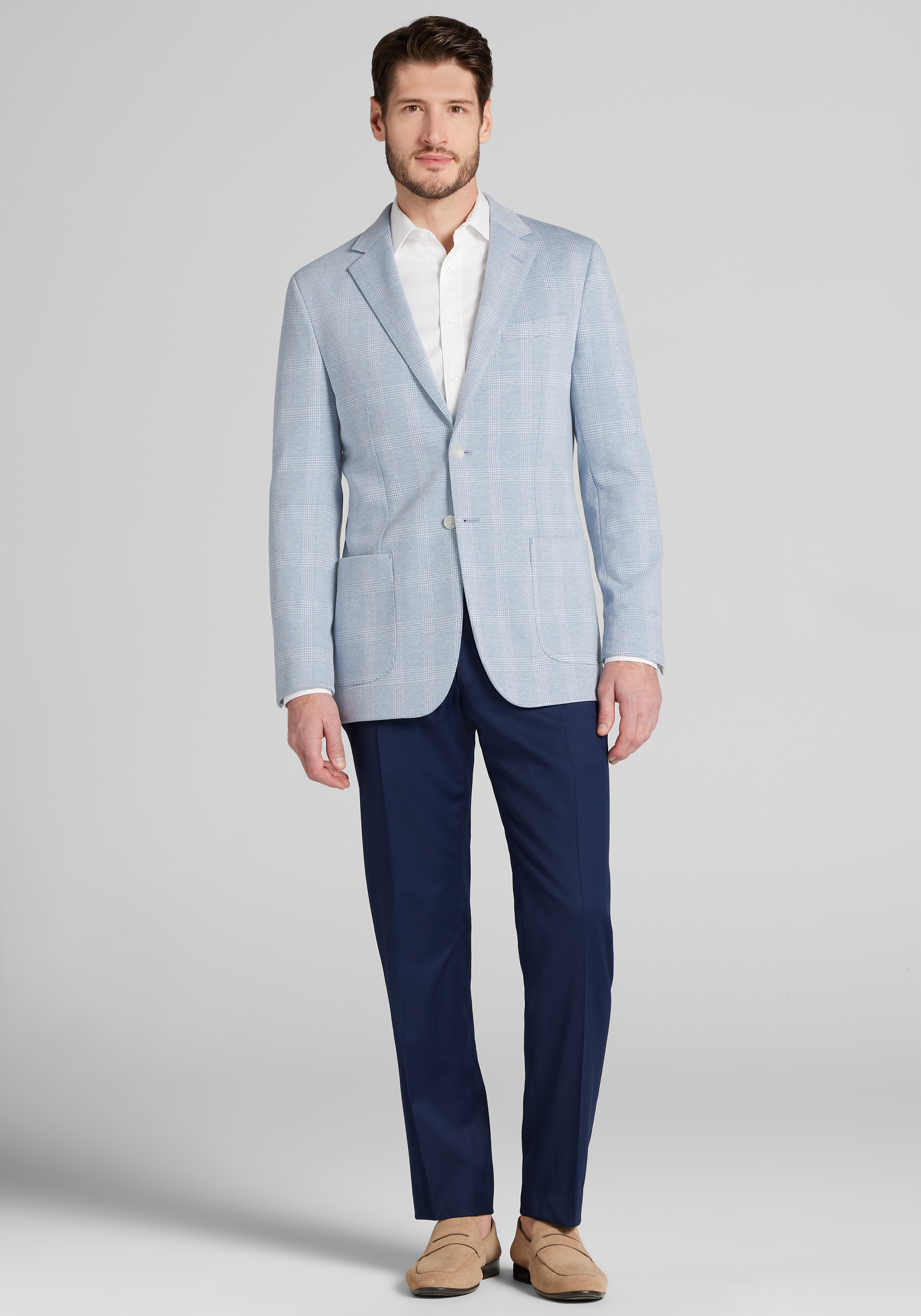 Jos. A. Bank Slim Fit Comfort Stretch Knit Plaid Sportcoat