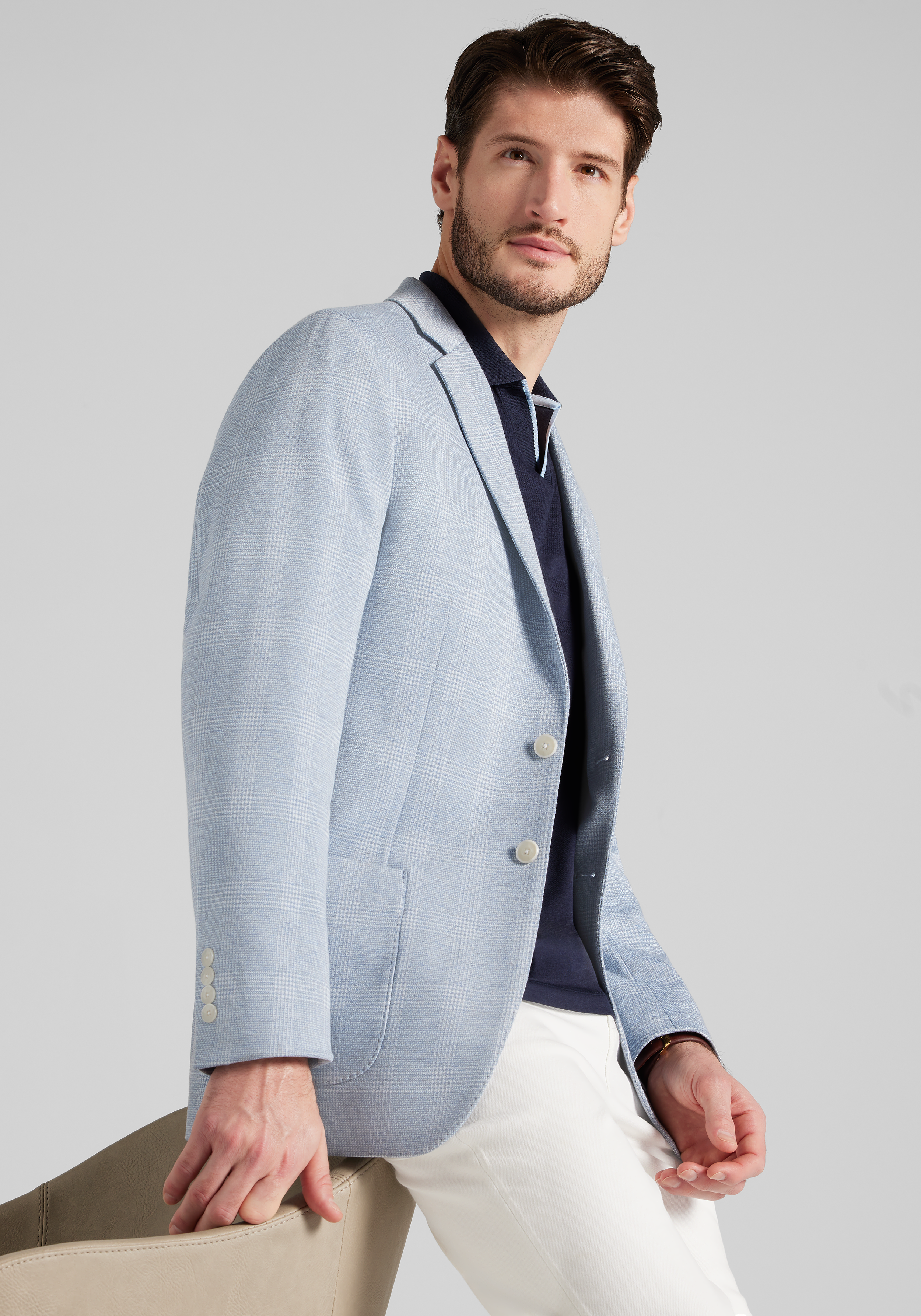 Jos. A. Bank Slim Fit Comfort Stretch Knit Plaid Sportcoat