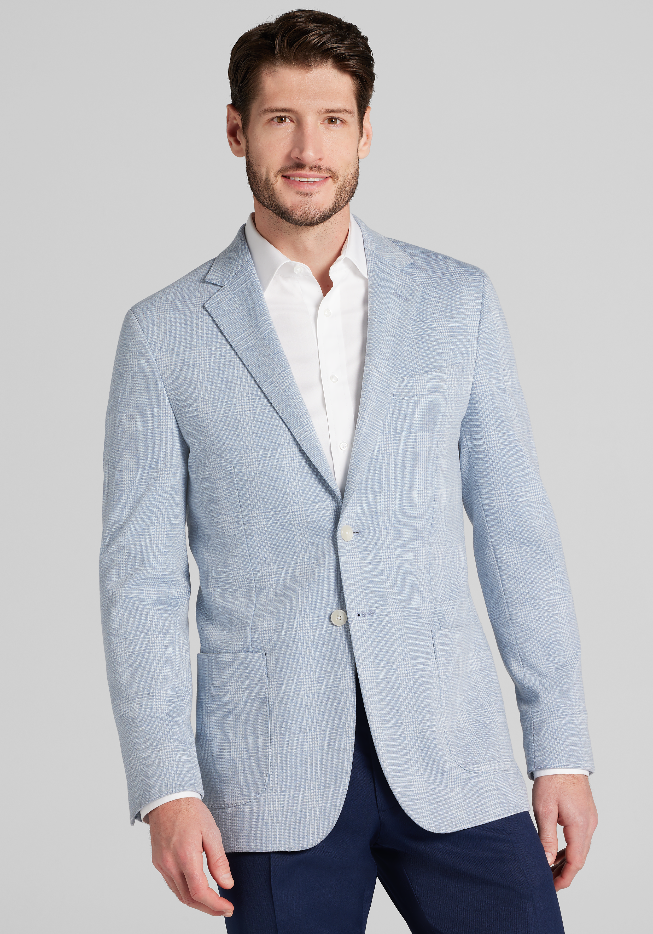 Men's Sportcoats, Jos. A. Bank Slim Fit Comfort Stretch Knit Plaid Sportcoat - Jos A Bank