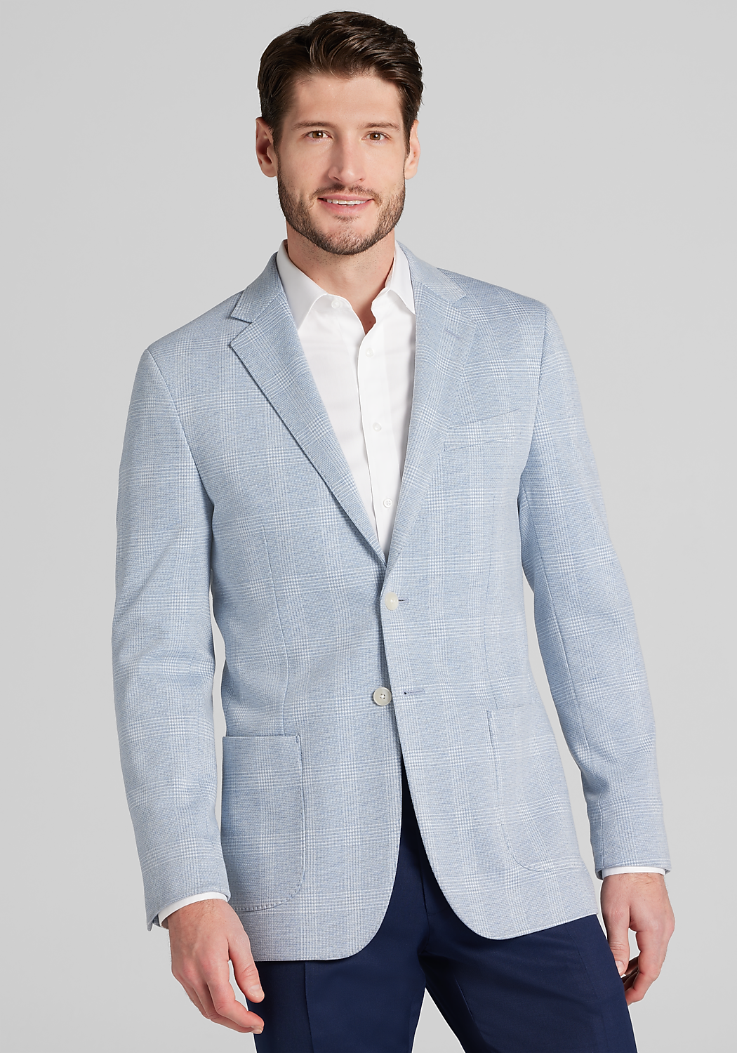 Jos. A. Bank Slim Fit Comfort Stretch Knit Plaid Sportcoat