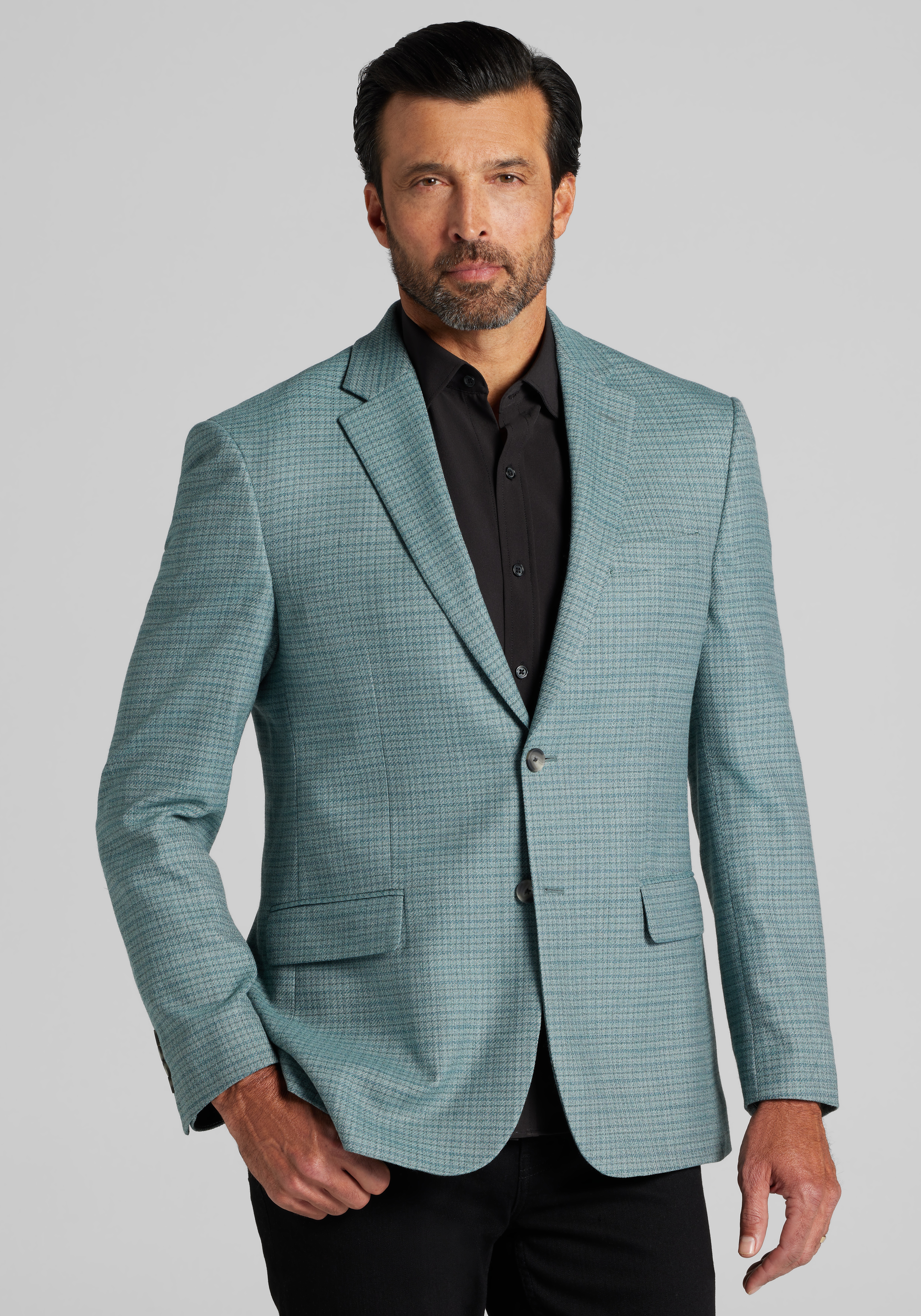 Men's Sportcoats, Traveler&reg; COOL<i>MOTION</i> Tailored Fit Plaid Sportcoat - Jos A Bank