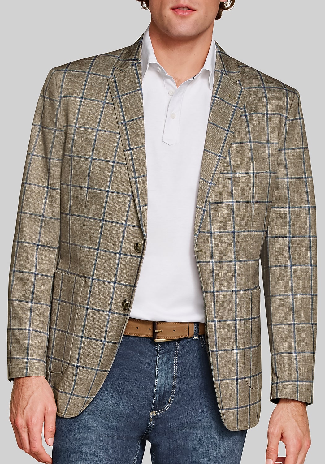 Johnston & Murphy Tailored Fit XC Flex® Pinnacle Windowpane Knit Blazer