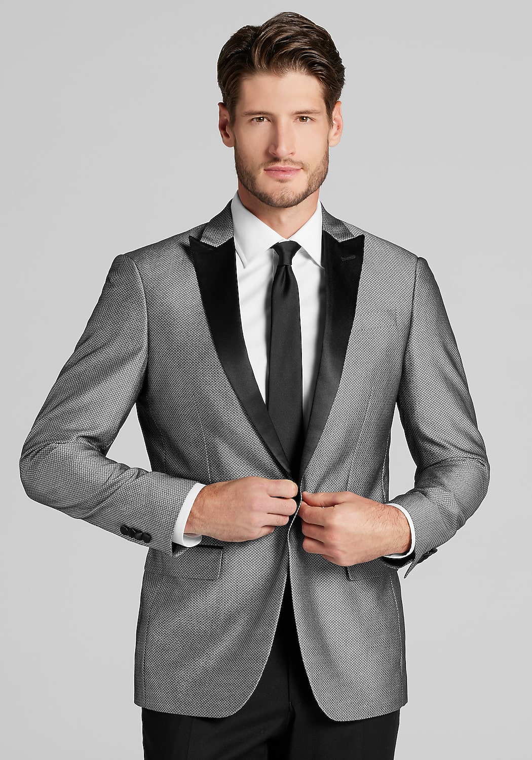Jos. A. Bank Comfort Stretch Herringbone Skinny Fit Dinner Jacket