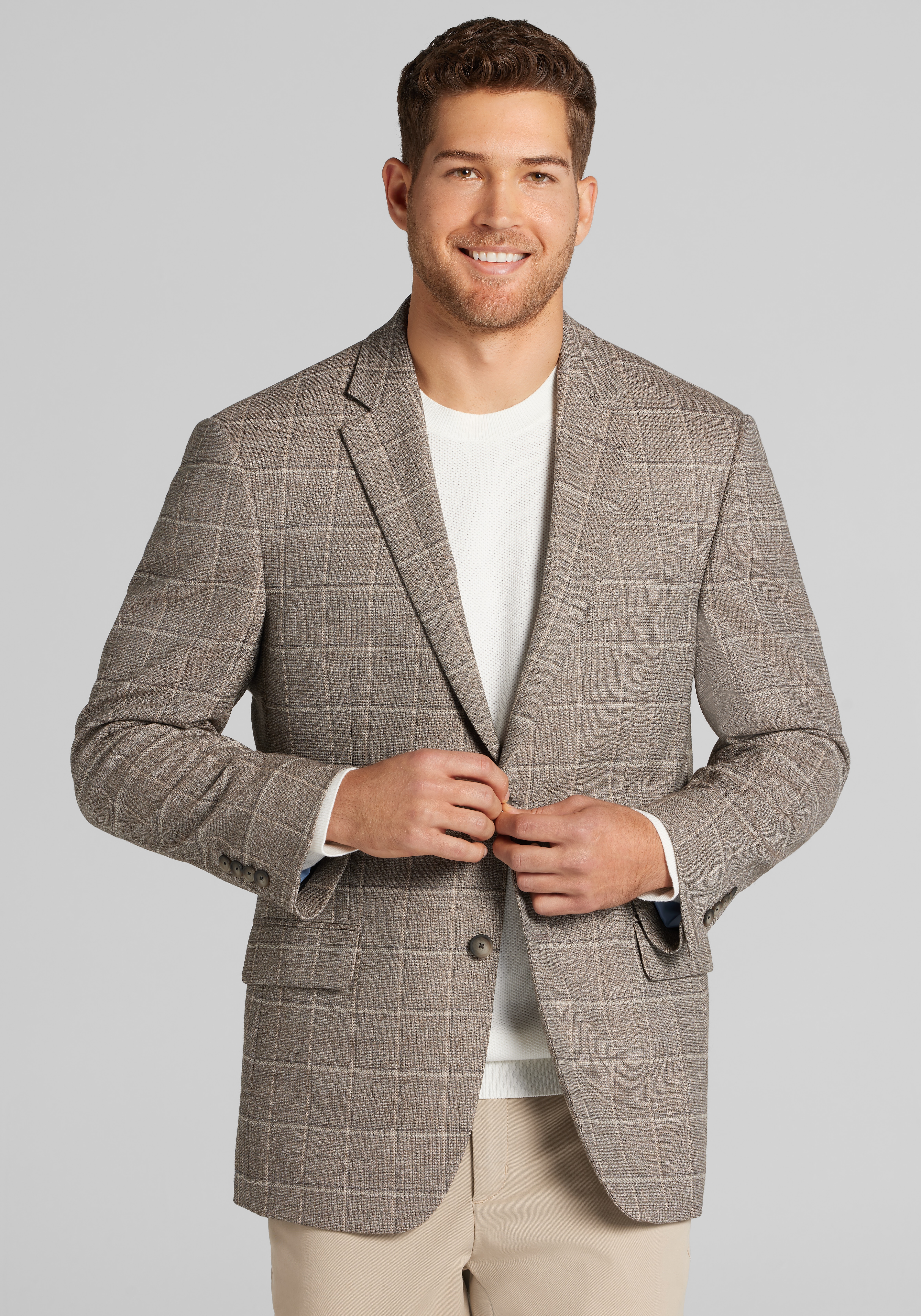 Men's Sportcoats, Traveler&reg; COOL<i>MOTION</i> Traditional Fit Windowpane Sportcoat - Jos A Bank