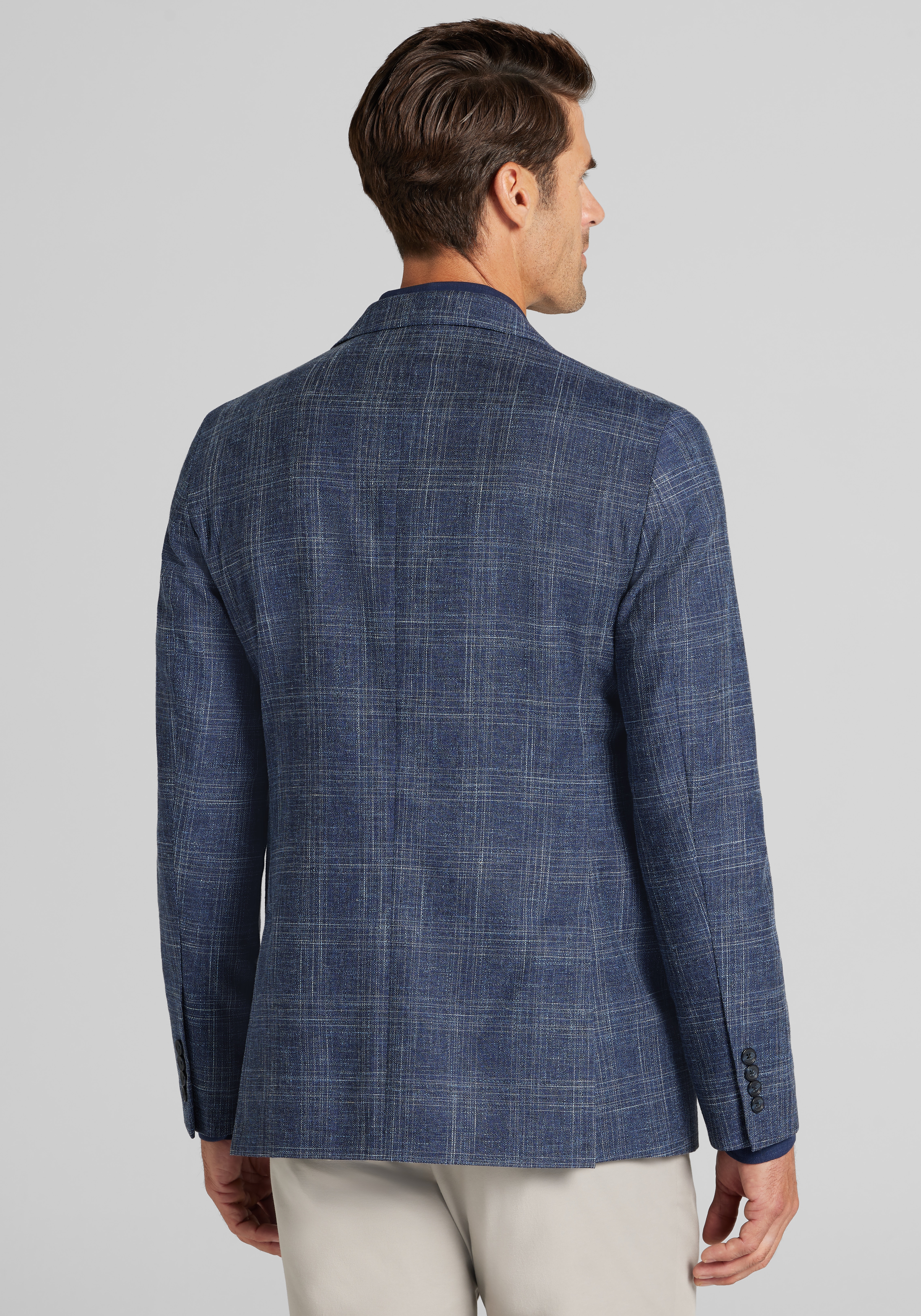 Reserve Collection Tailored Fit Wool-Cotton Blend Medium Plaid Sportcoat