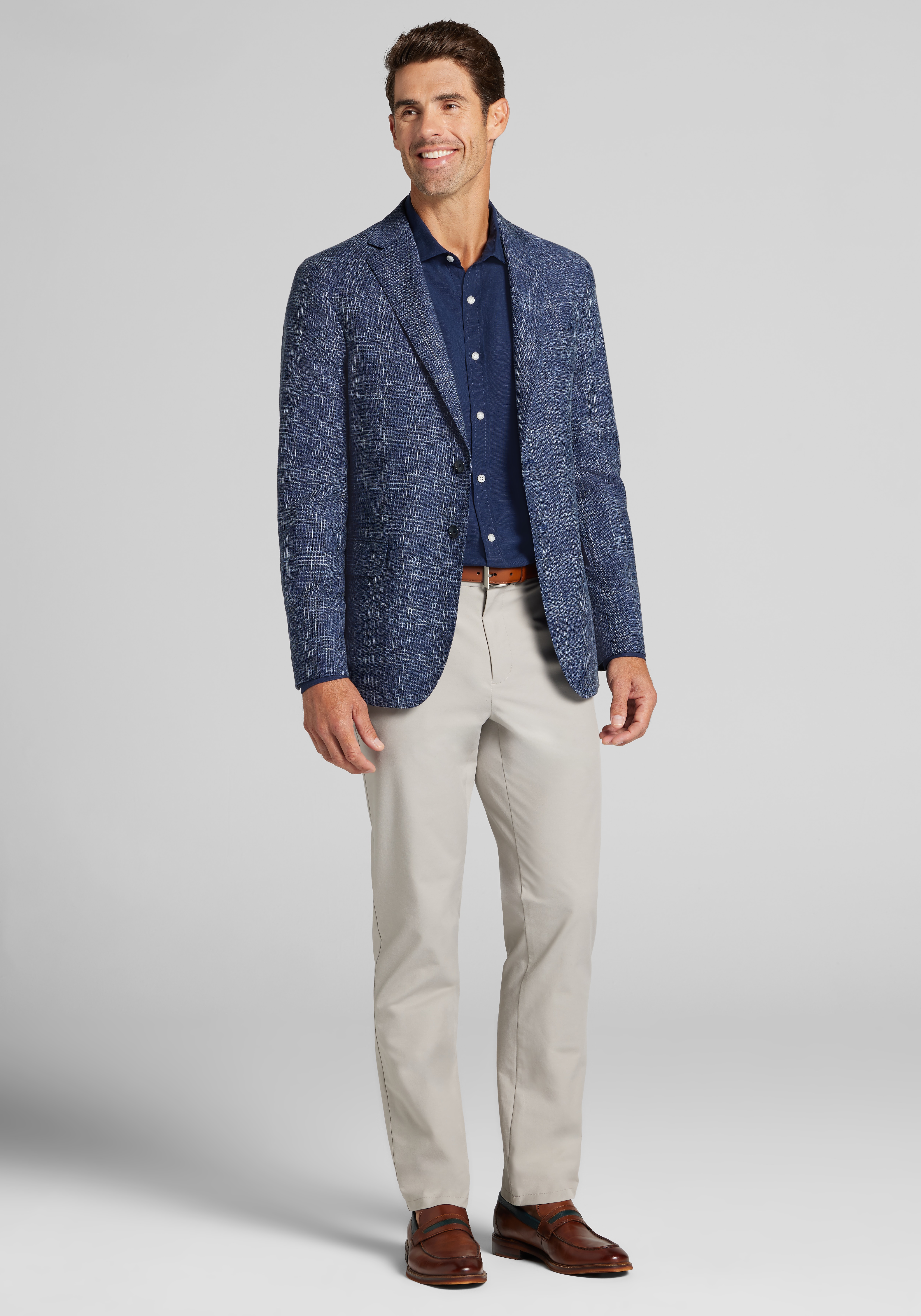 Reserve Collection Tailored Fit Wool-Cotton Blend Medium Plaid Sportcoat