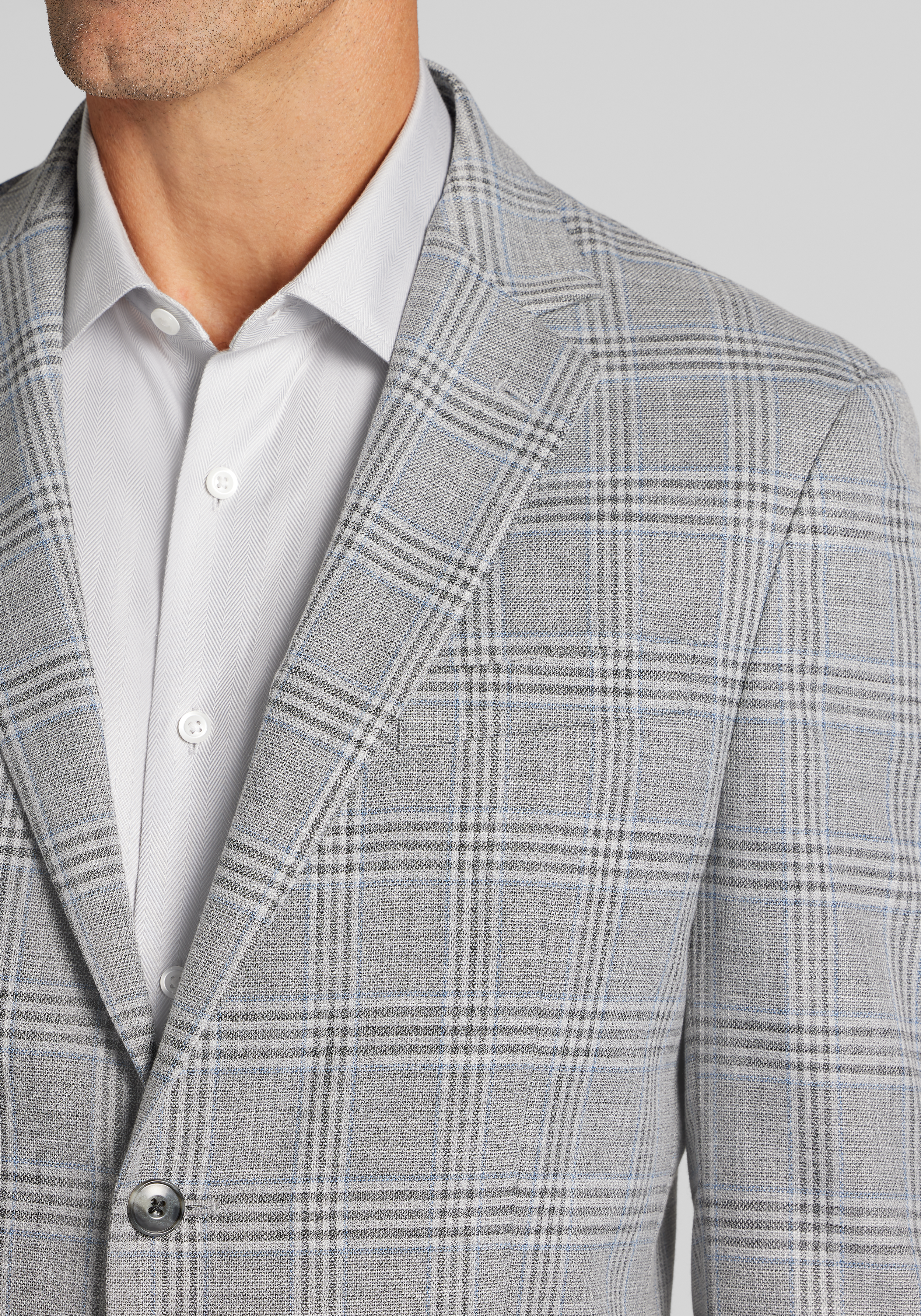 Jos. A. Bank Comfort Stretch Tailored Fit Plaid Knit Sportcoat