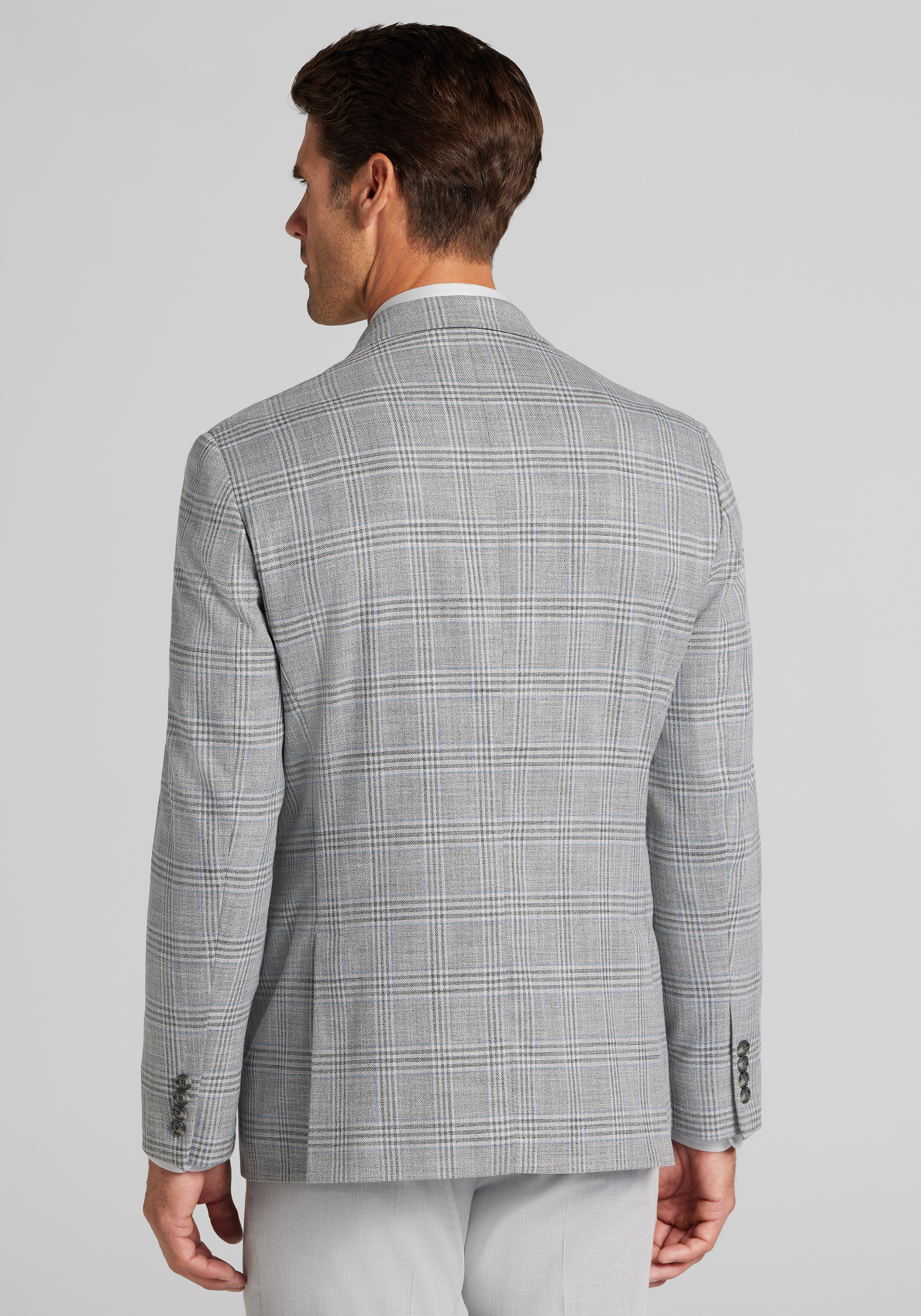 Jos. A. Bank Comfort Stretch Tailored Fit Plaid Knit Sportcoat