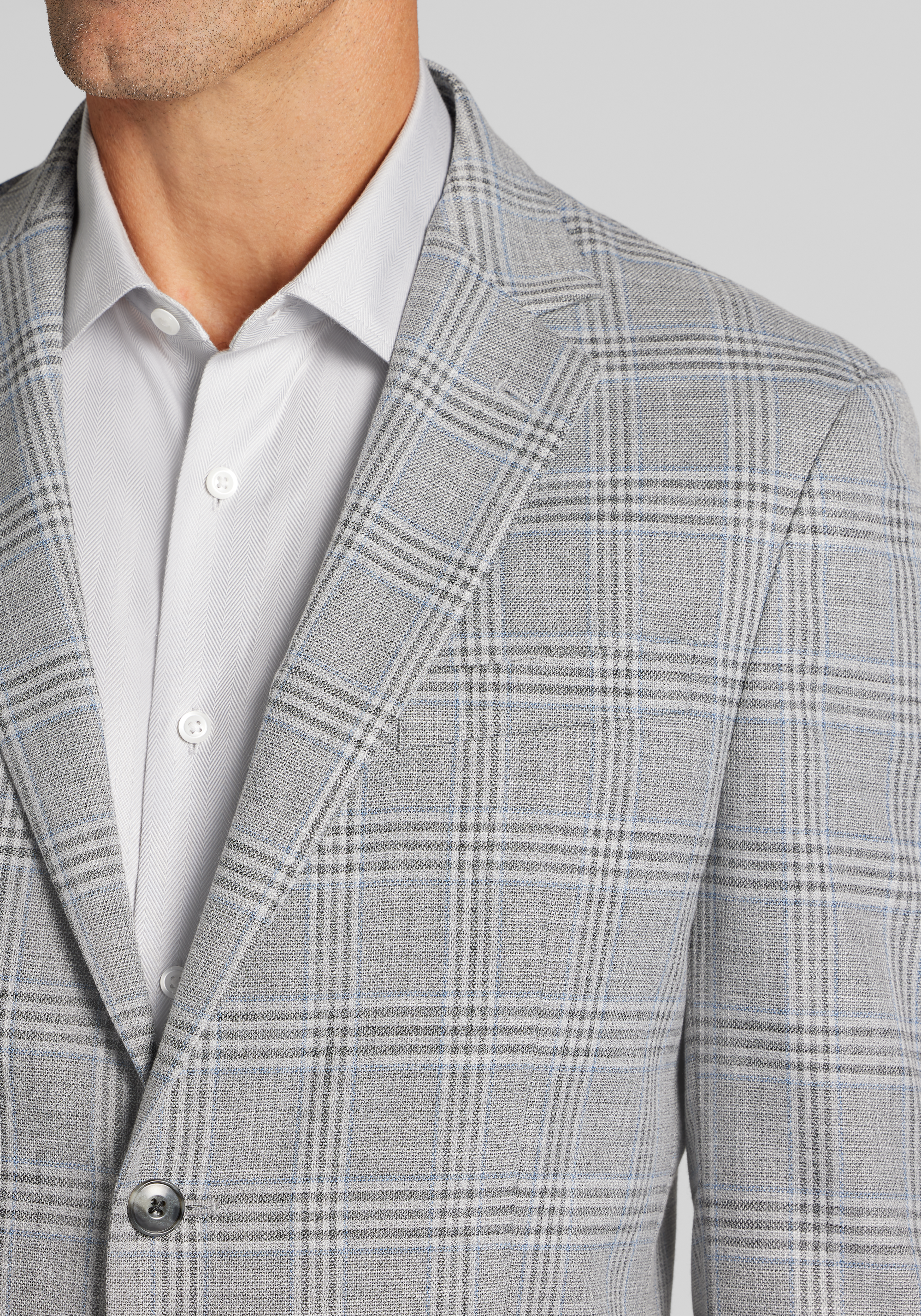 Jos. A. Bank Comfort Stretch Tailored Fit Plaid Knit Sportcoat
