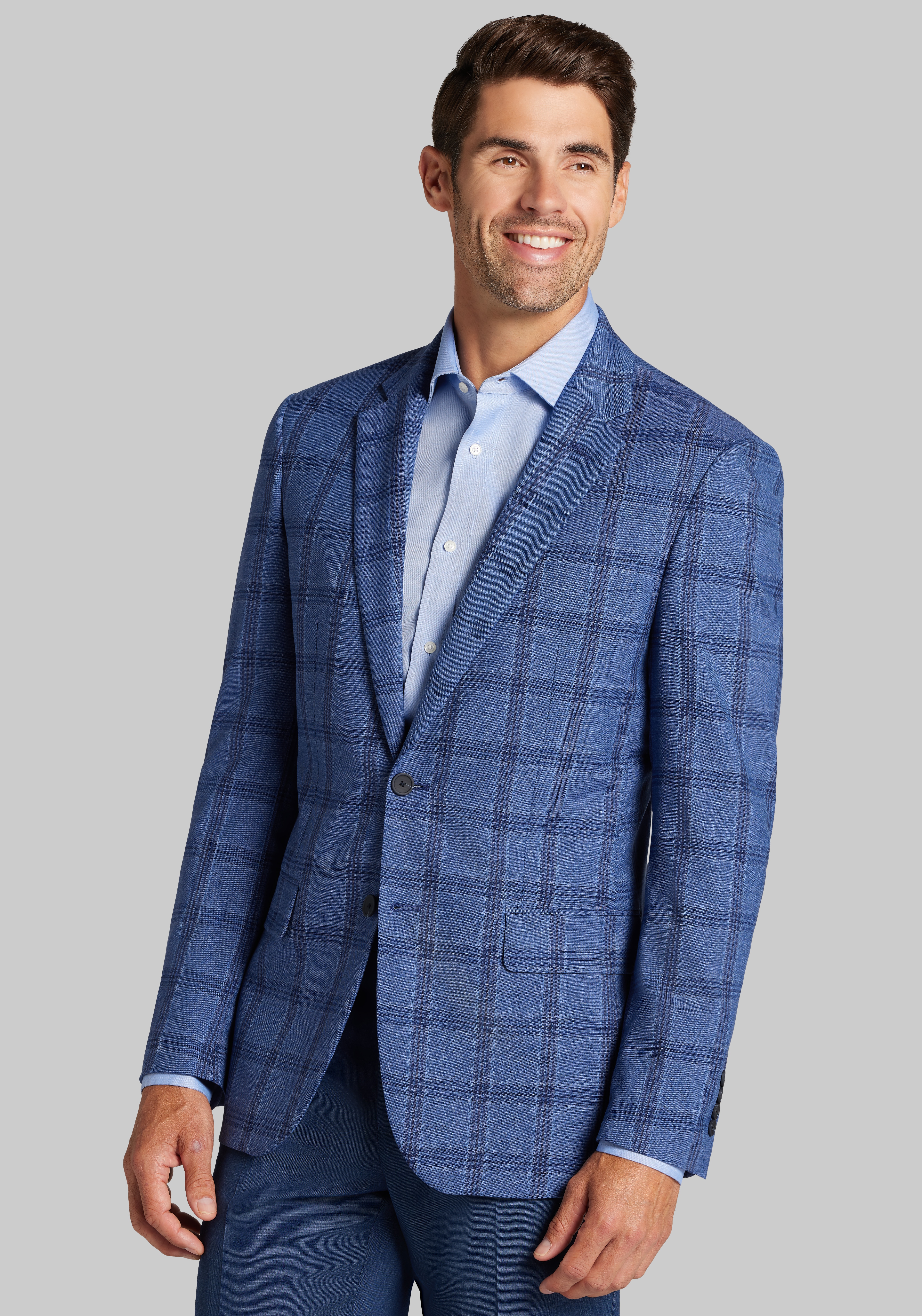 Men's New!, Traveler&reg; COOL<i>MOTION</i> Slim Fit Plaid Sportcoat - Jos A Bank