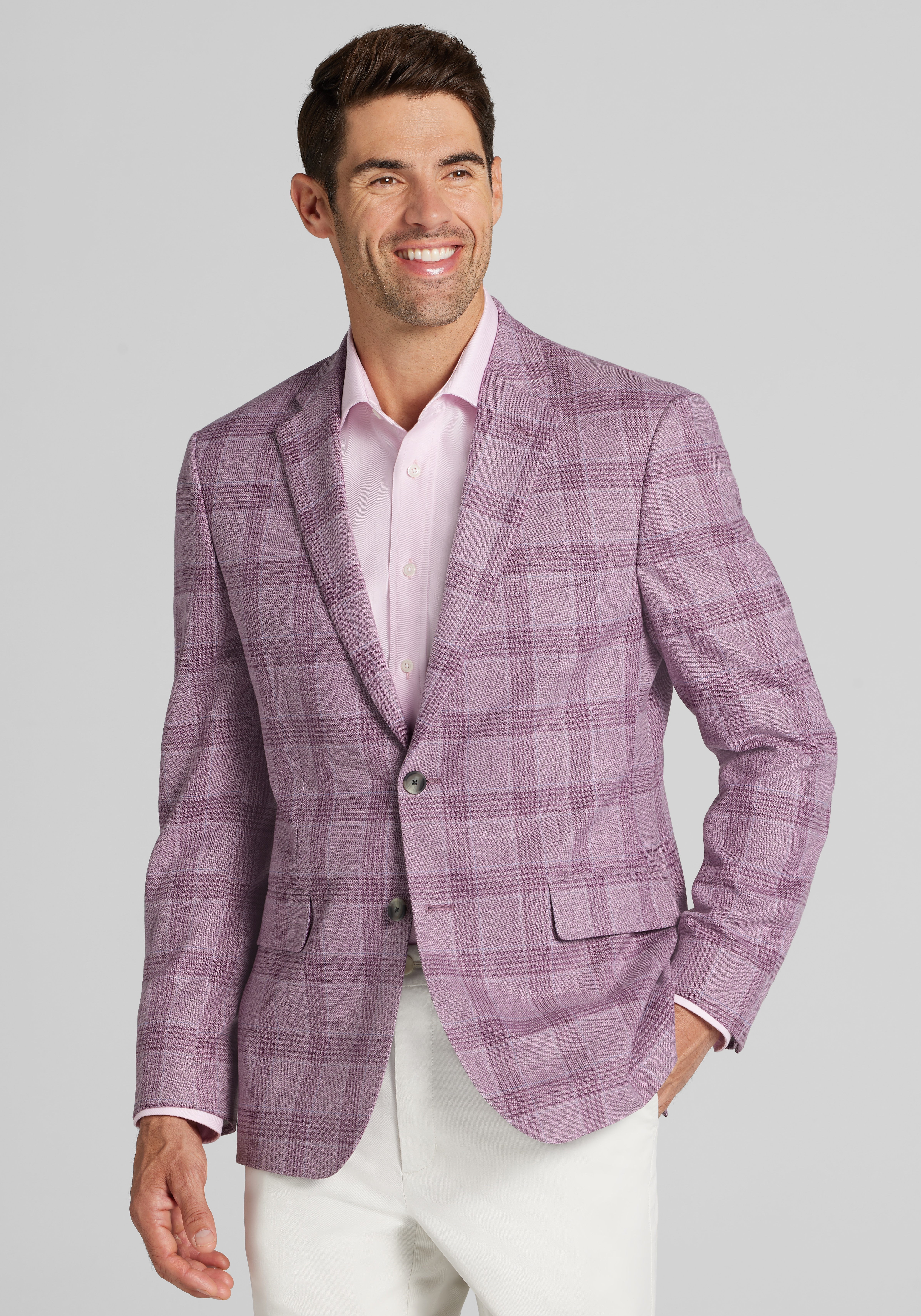 Men's Sportcoats, Traveler&reg; COOL<i>MOTION</i> Tailored Fit Plaid Sportcoat - Jos A Bank