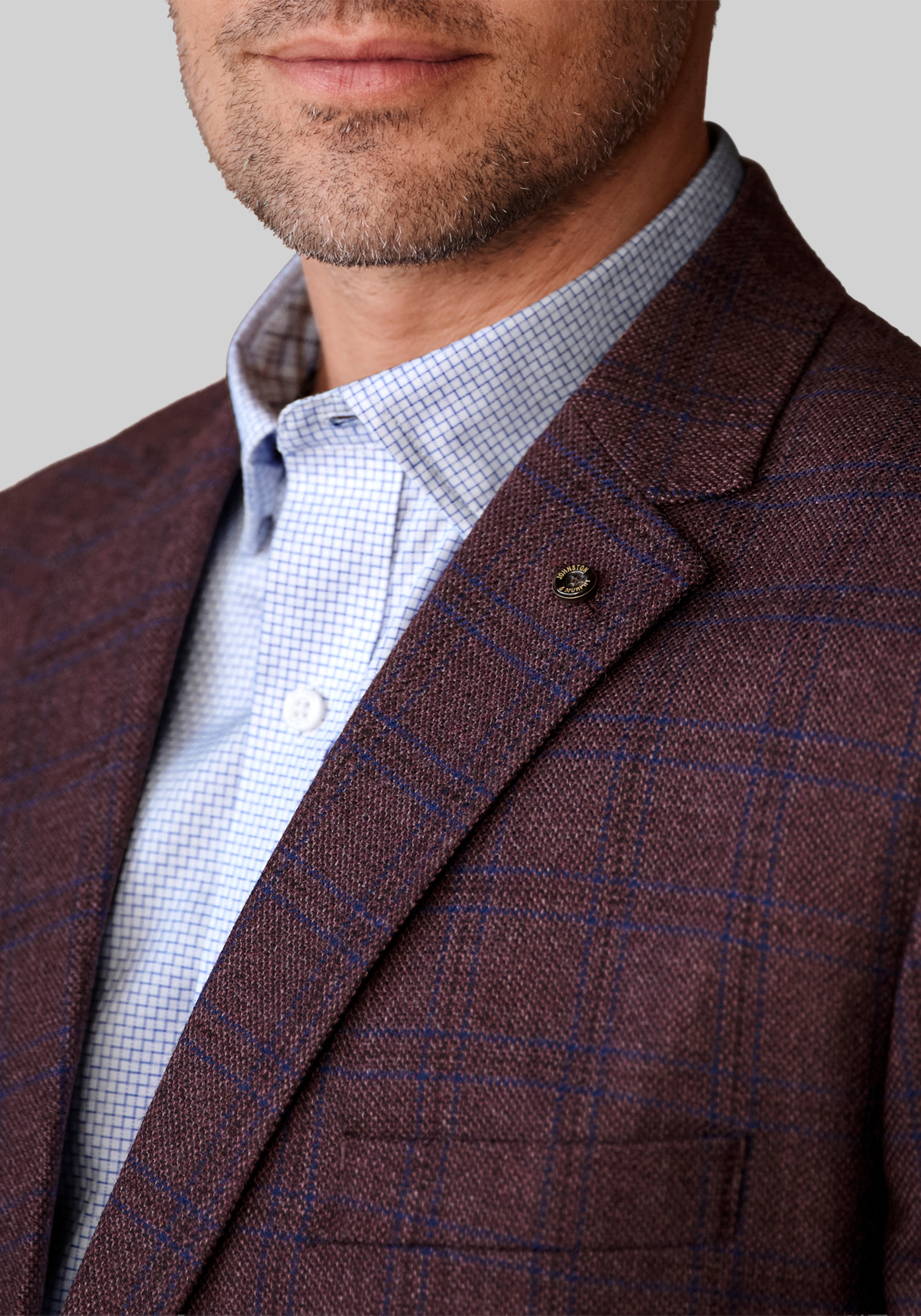 Johnston & Murphy Tailored Fit Plaid 100% Wool Blazer