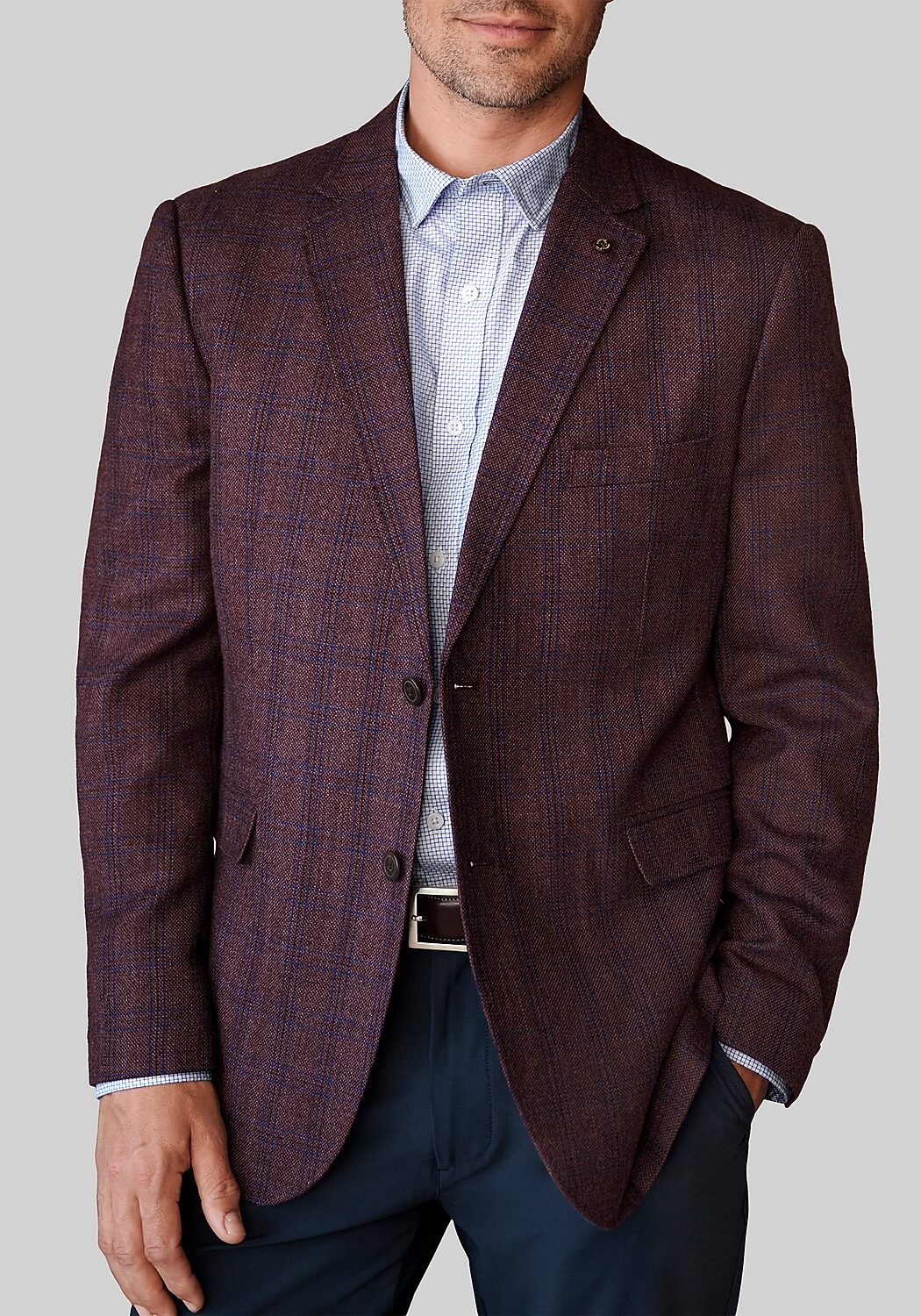 Johnston & Murphy Tailored Fit Plaid Dress Blazer