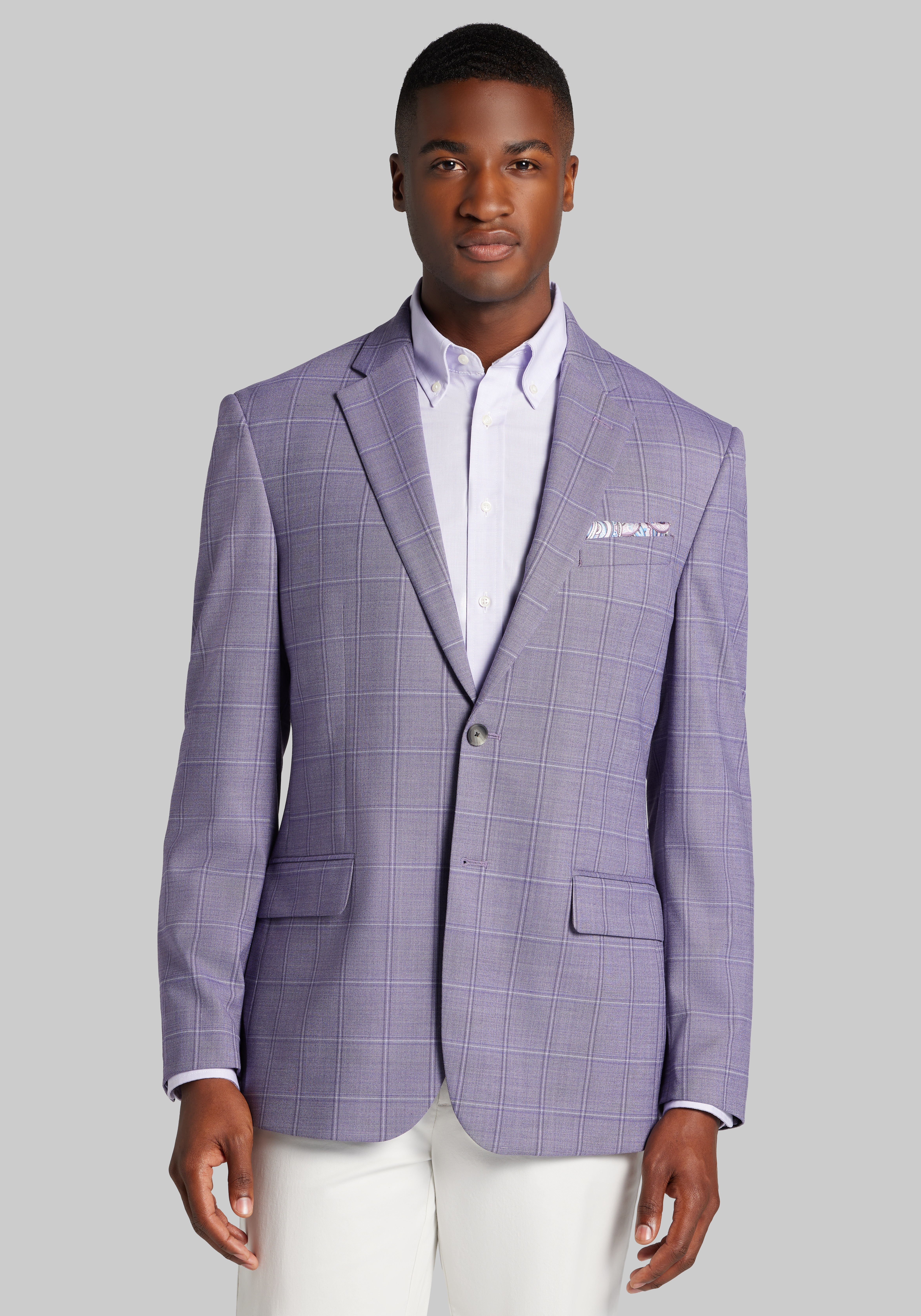 Men's FLYOUT_CATEGORY, Traveler&reg; COOL<i>MOTION</i> Tailored Fit Windowpane Plaid Sportcoat - Big & Tall - Jos A Bank