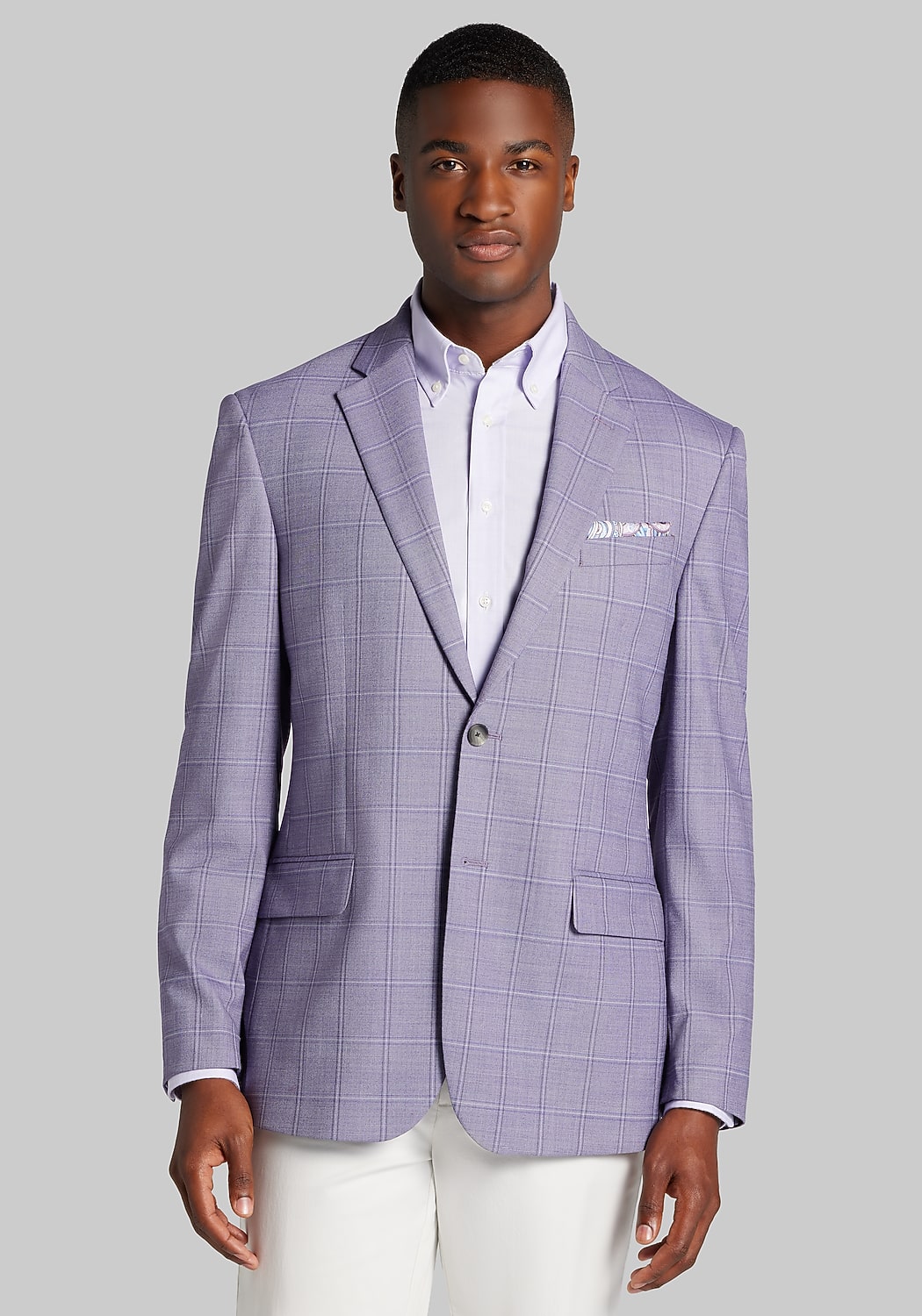 Traveler&reg; COOL<i>MOTION</i> Tailored Fit Windowpane Plaid Sportcoat - Big & Tall