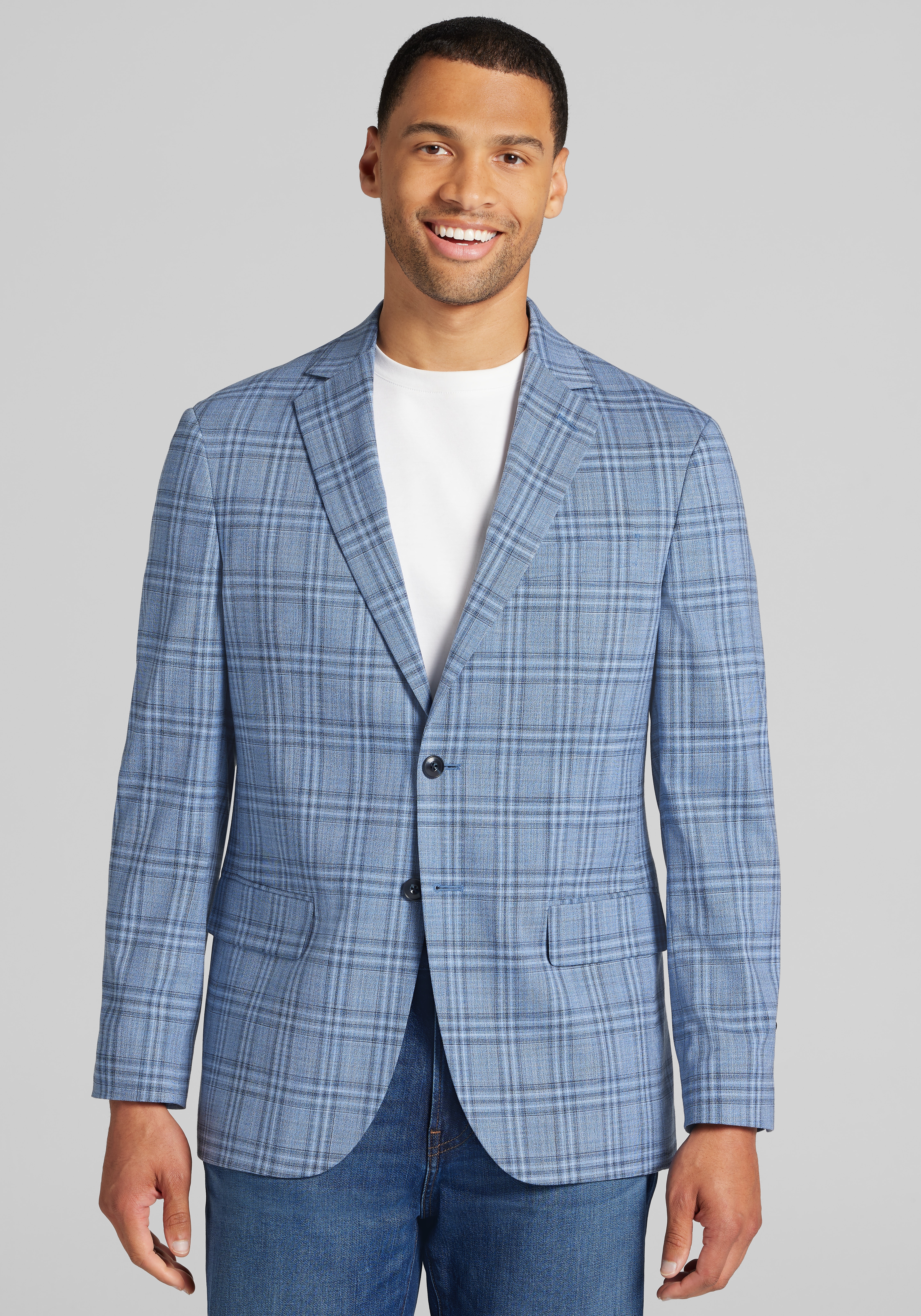 Men's New!, Jos. A. Bank Comfort Stretch Tailored Fit Plaid Sportcoat - Jos A Bank