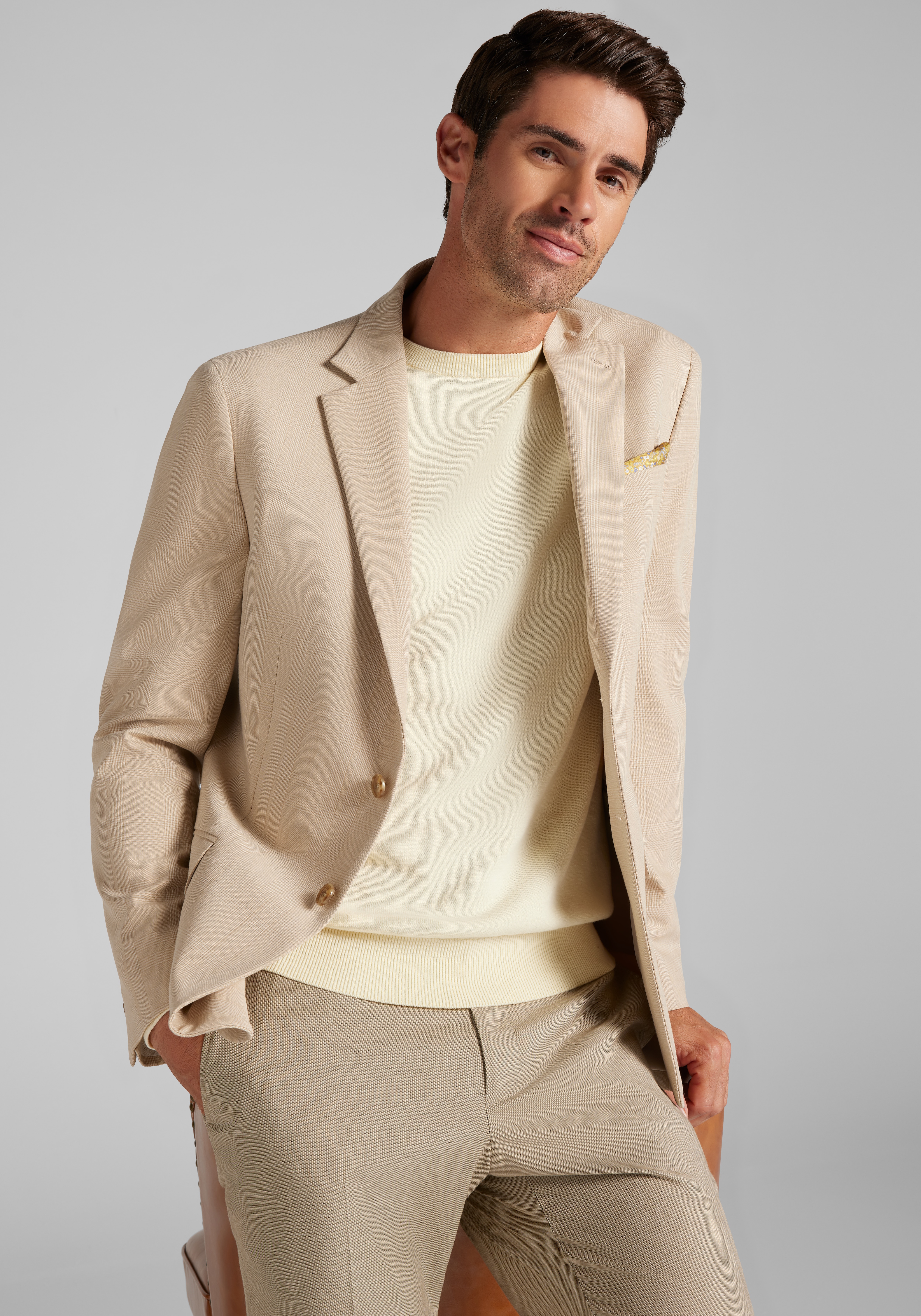 Jos. A. Bank Tailored Fit Plaid Comfort Stretch Sportcoat